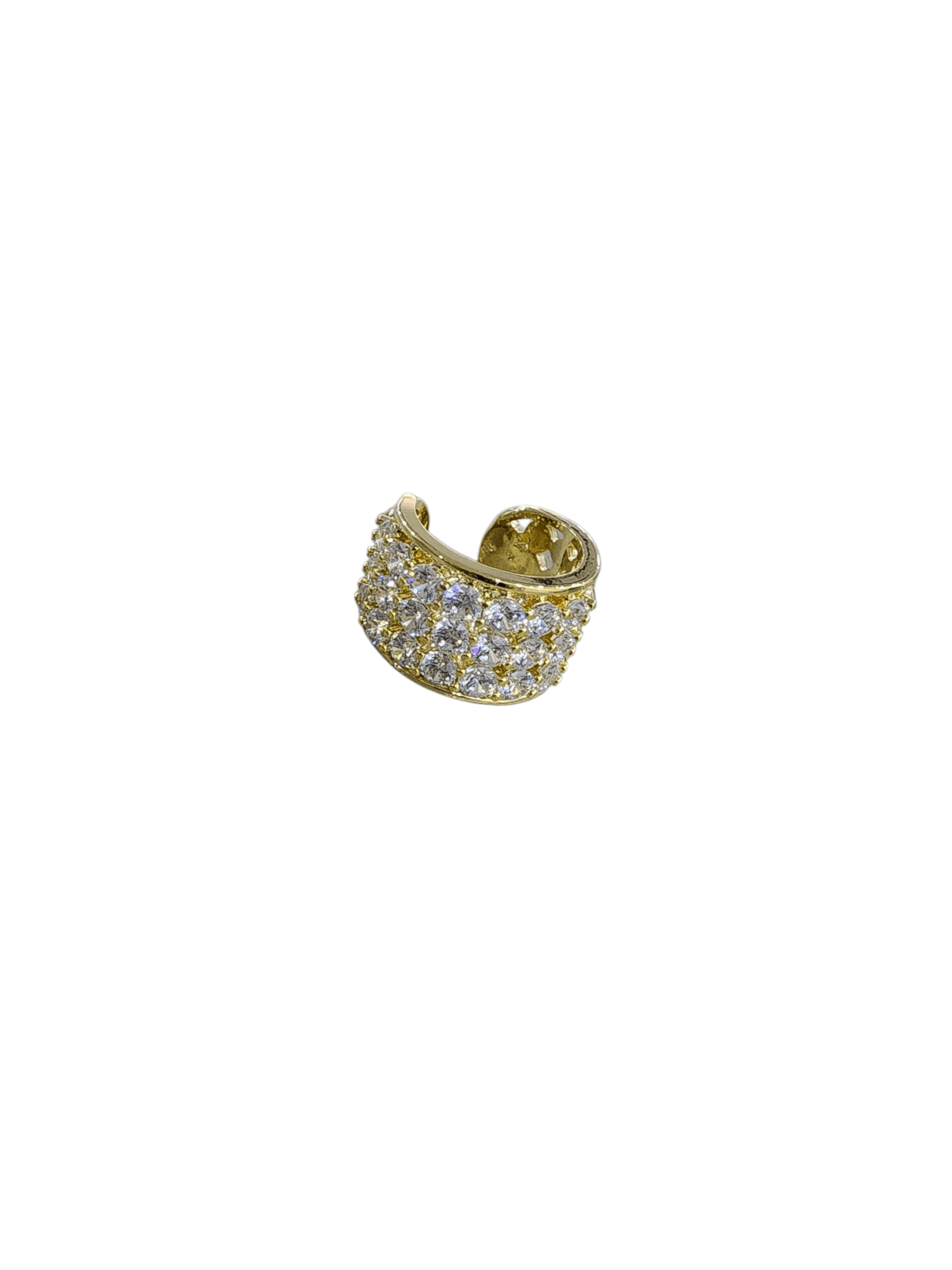 Gold Zirkon Taşlı Sıkıştırmalı Kıkırdak Küpe