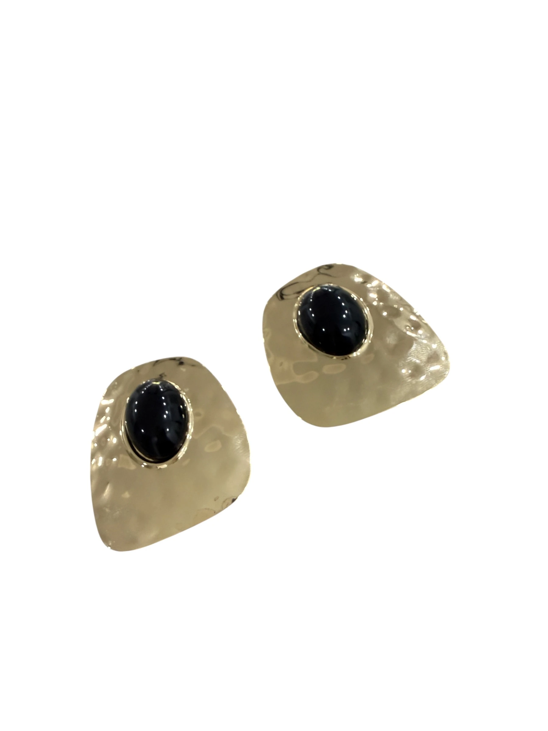 Gold Tonlu Siyah Nokta Taş Küpe 