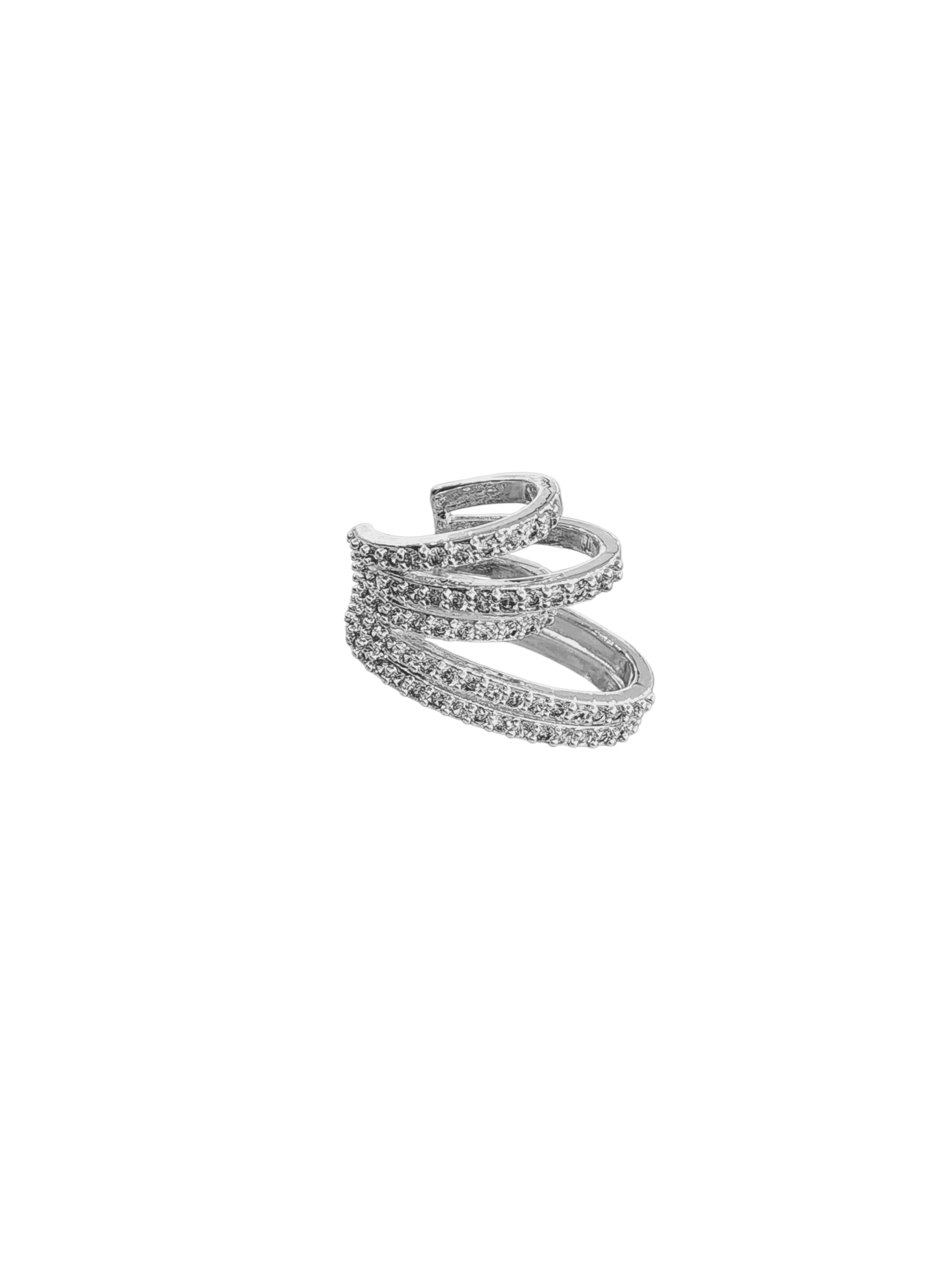 Silver Zirkon Taşlı Çoklu Görünüm Sıkıştırmalı Kıkırdak Küpe