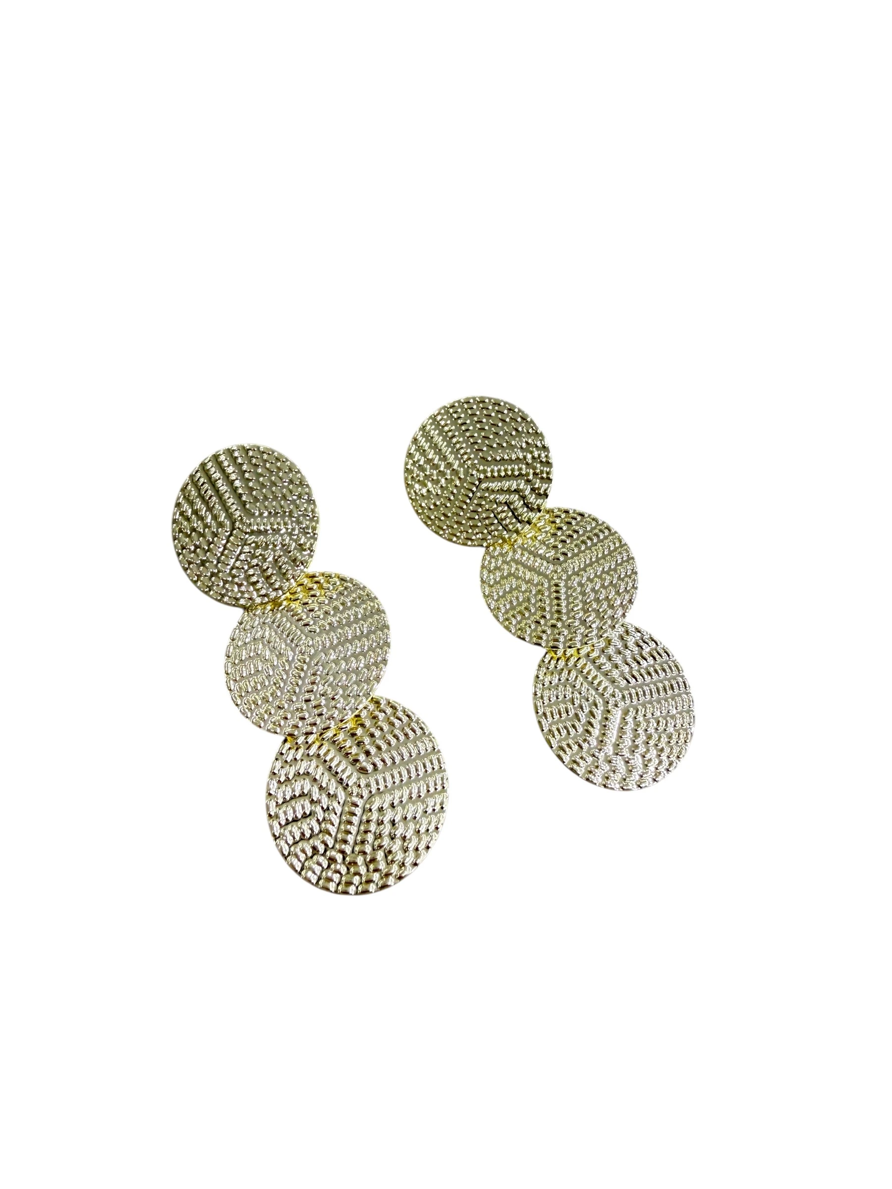 Gold Dövme Oval Plaka Küpe