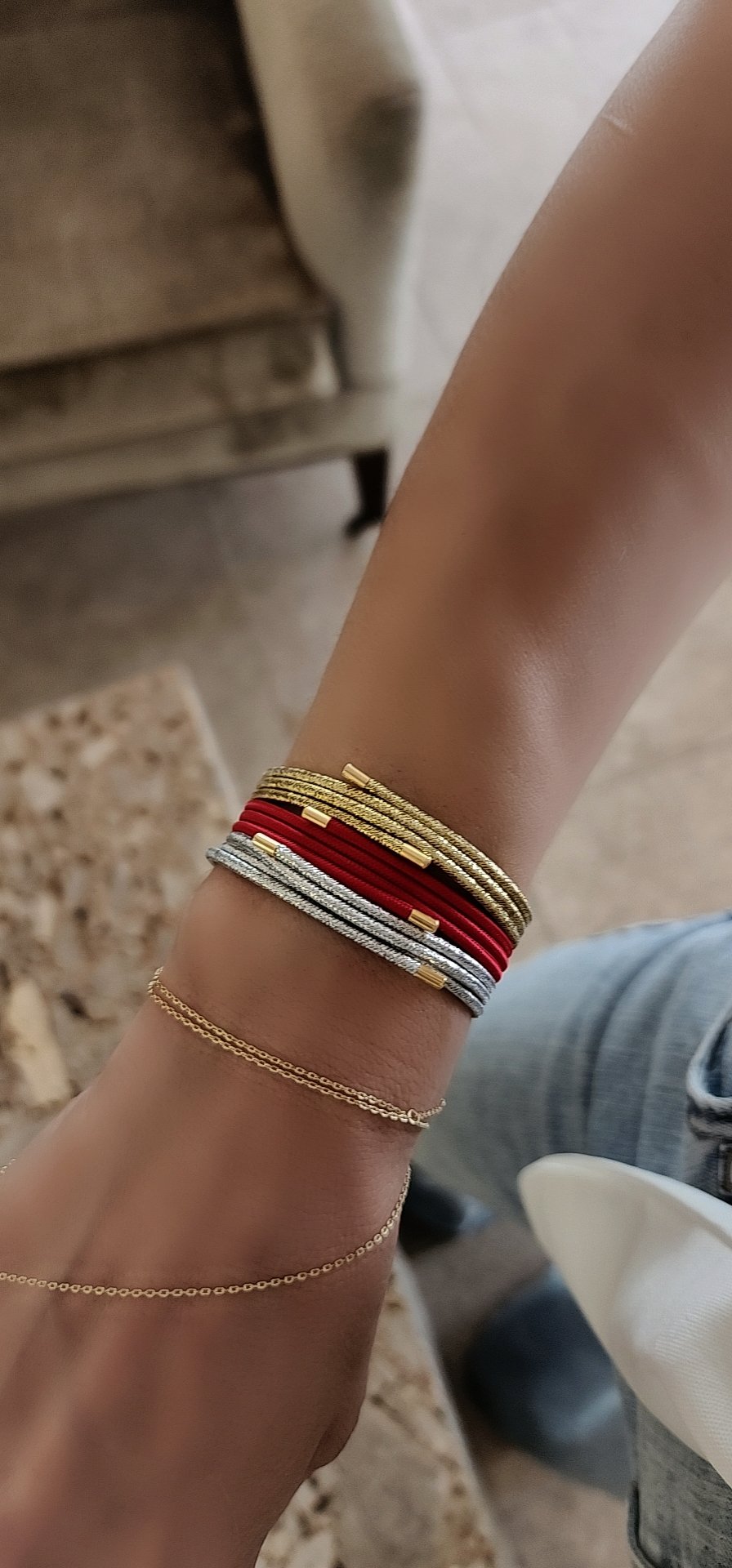 Gold Mıknatıslı Çok Yönlü Halhal Bileklik 