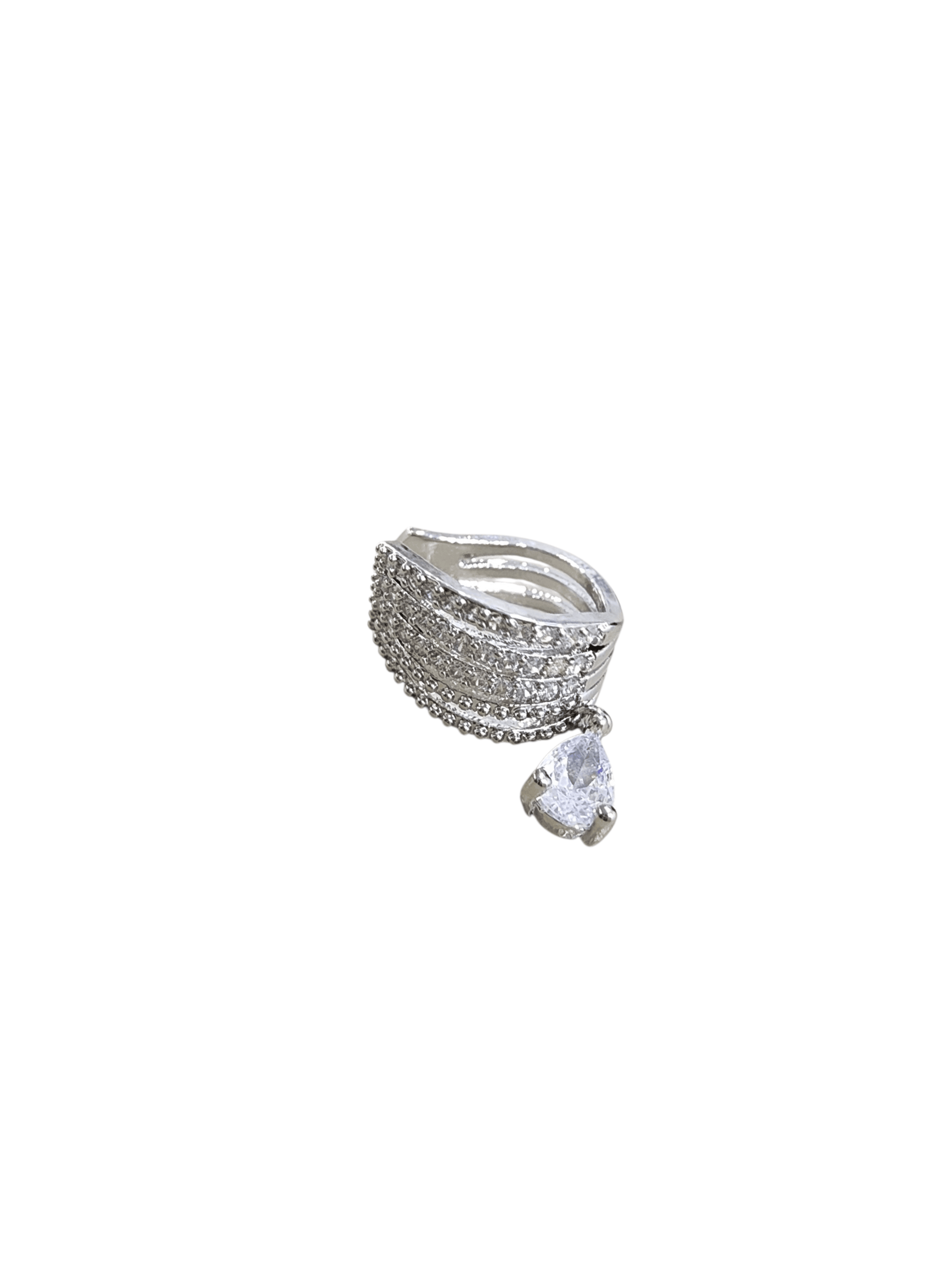 Silver Damla Sallantılı Sıkıştırmalı Kıkırdak Küpe 