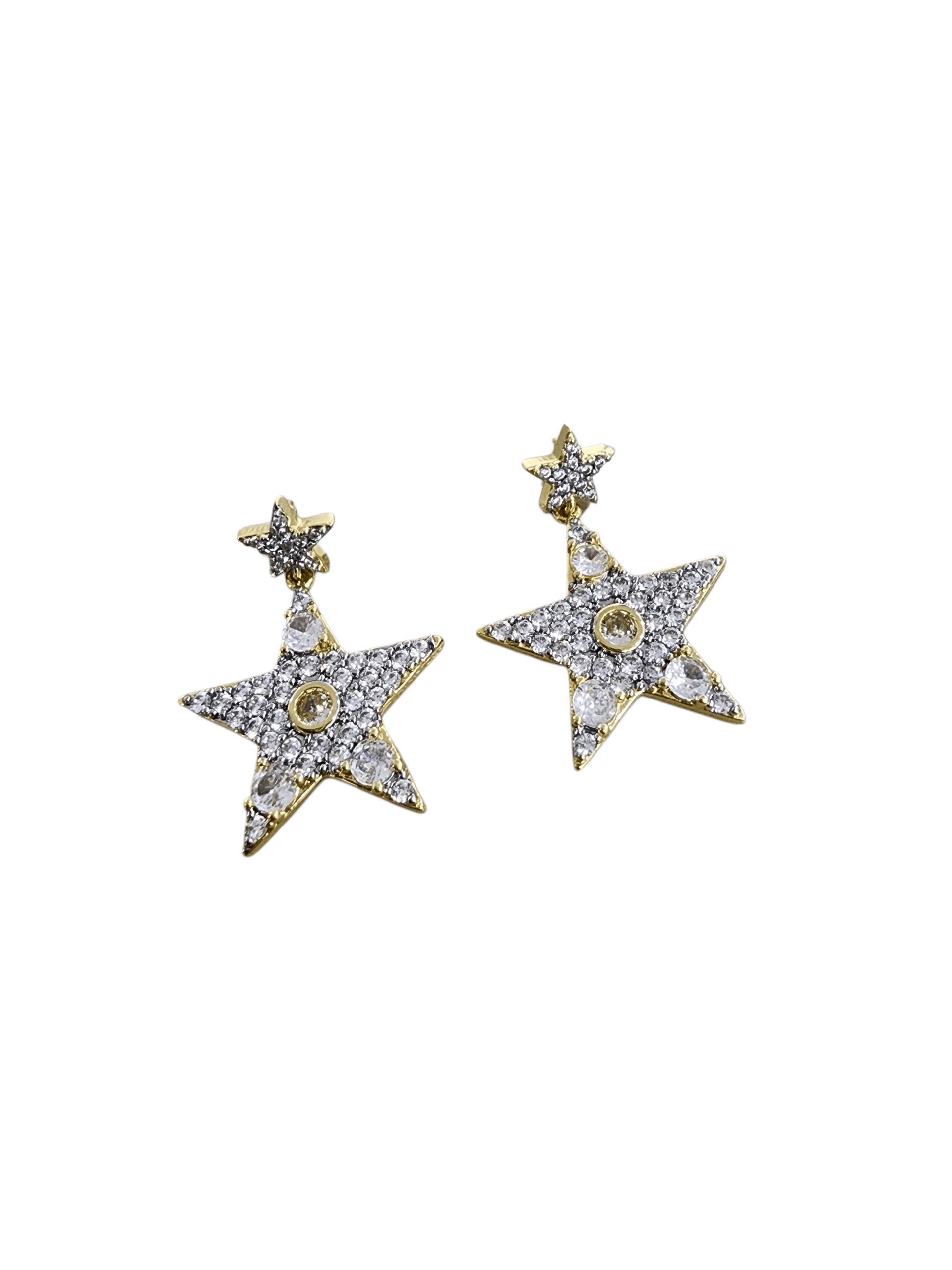 Gold Silver Sallantılı Yıldız Küpe 