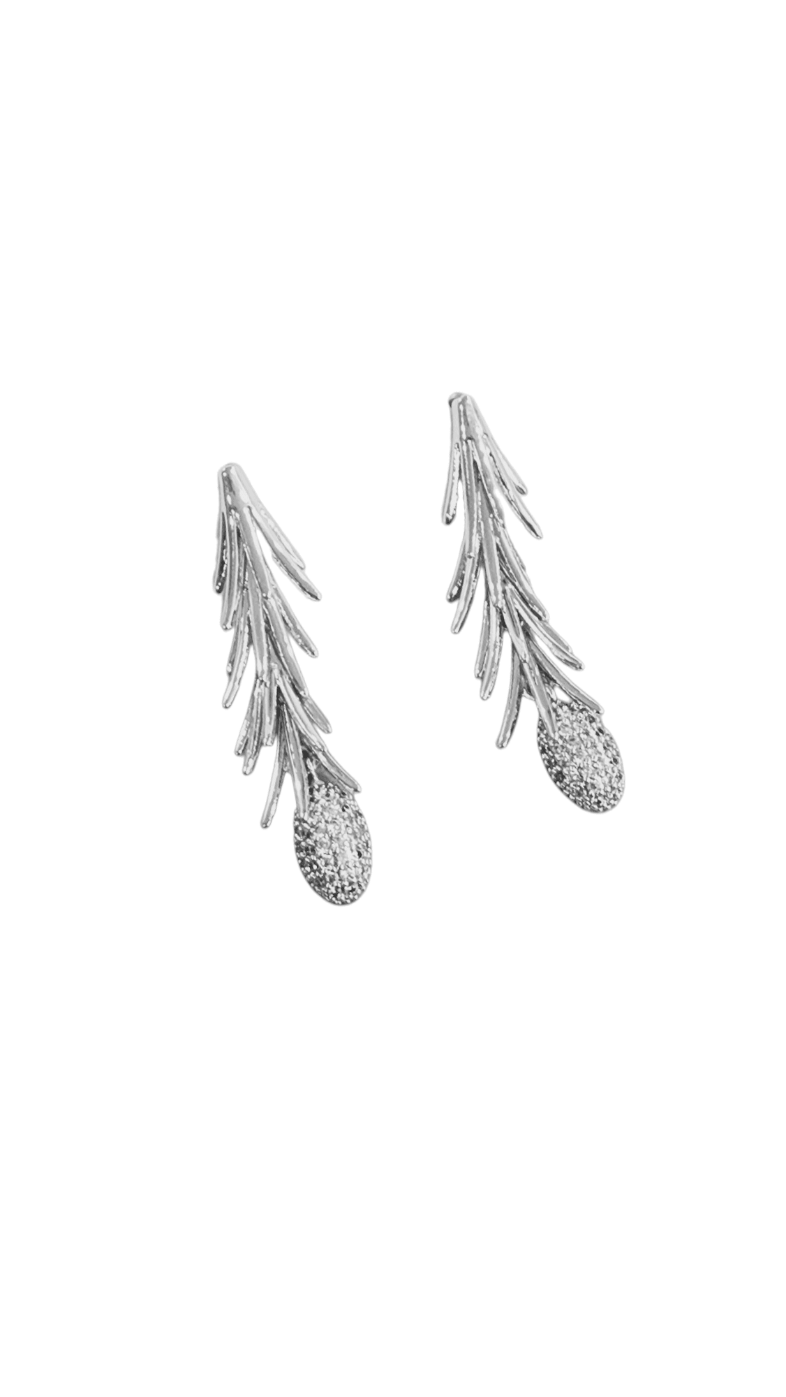 Silver Zirkon Taşlı Yaprak Küpe