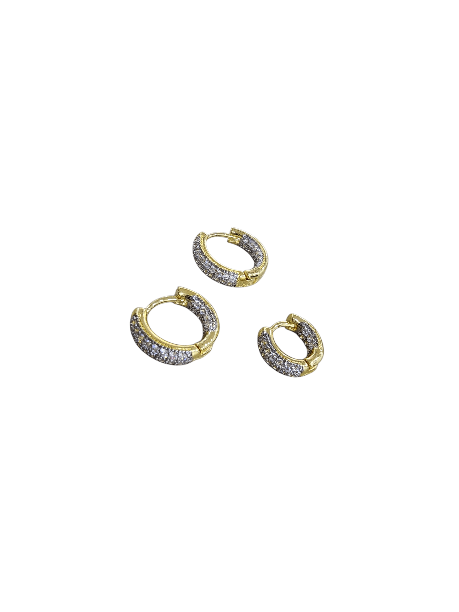 Gold Silver Full Gömme Zirkon Taşlı Halka Set Küpe 