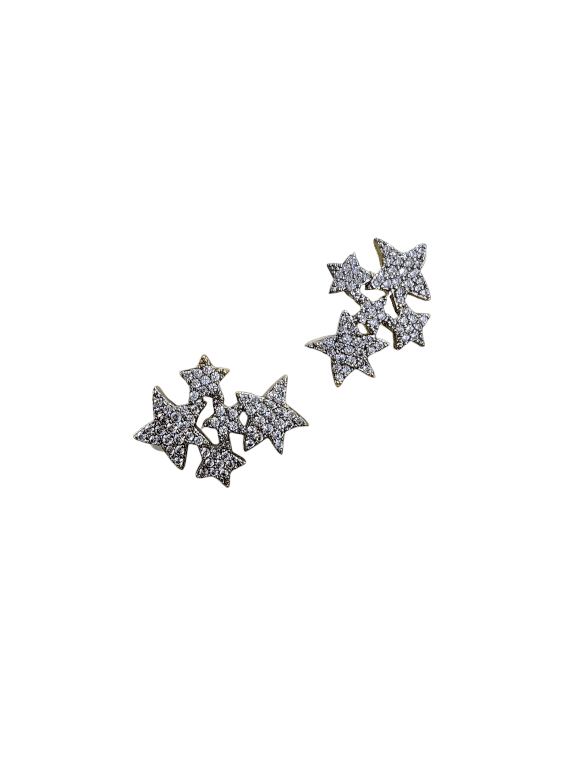 Gold Silver Zirkon Taşlı Star Küpe