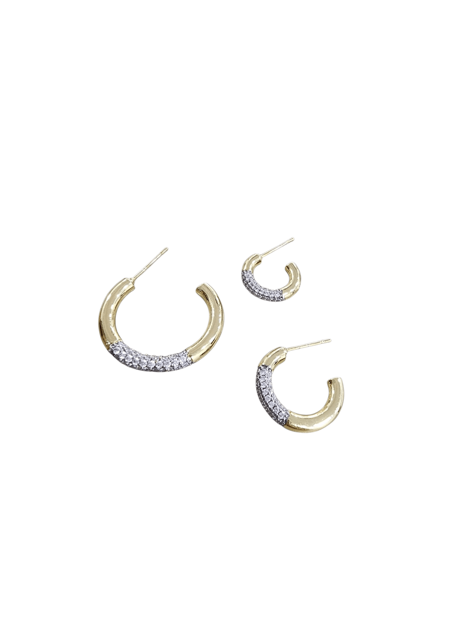 Gold Silver Zirkon Taşlı Halka Set Küpe
