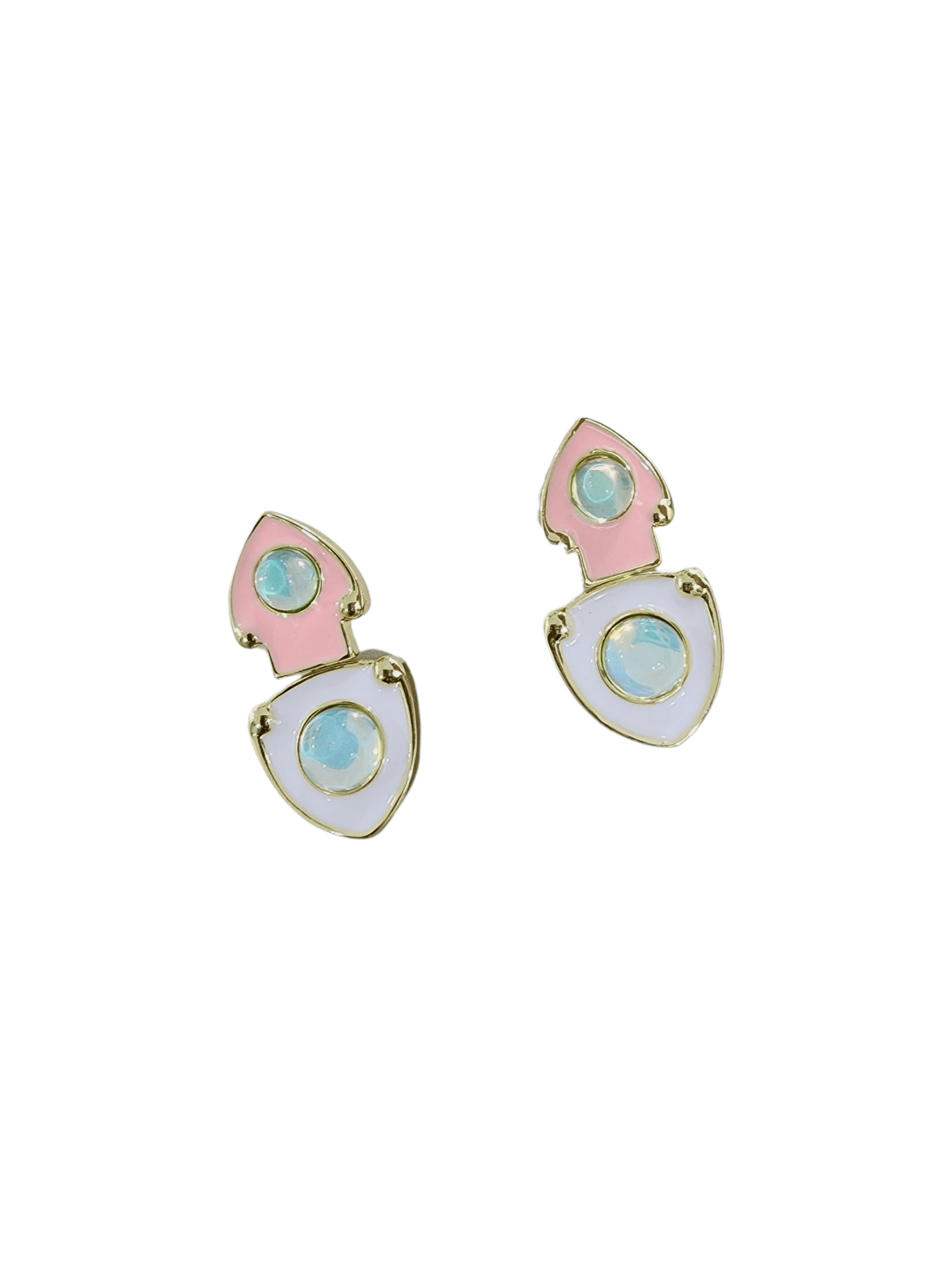 Gold Pembe Beyaz Ay Taşı Küpe