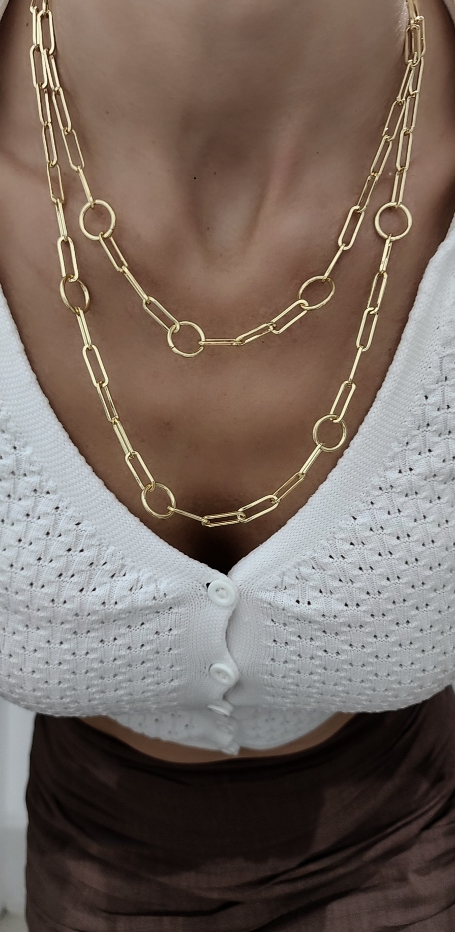 Gold İkili Plaka Ataş Kolye