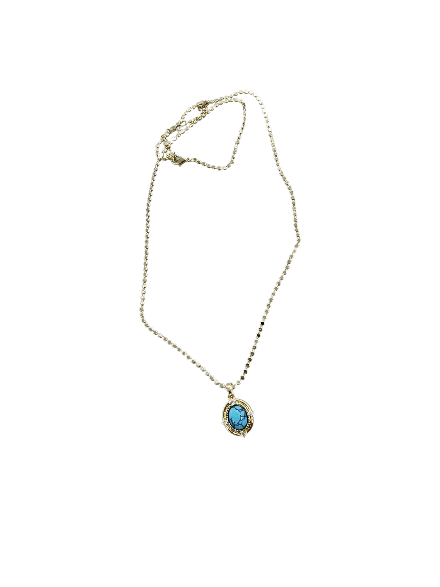 Gold Premium Seri Ezme Zincir Firuze Vintage Kolye