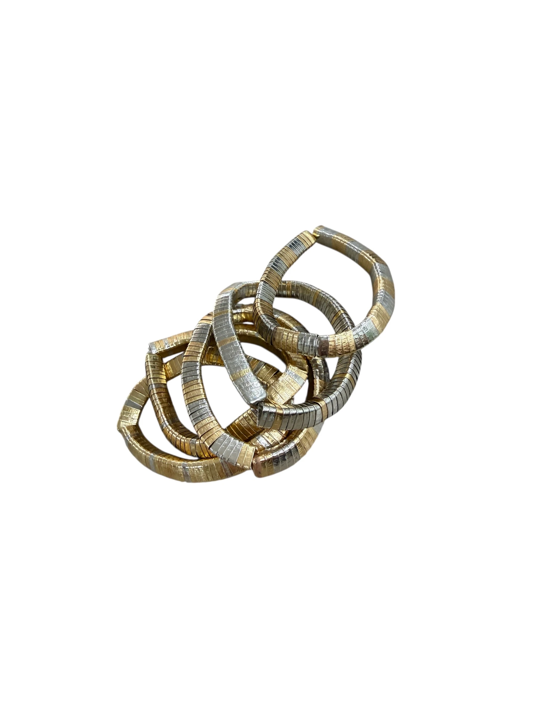 Silver Bronz Tonlu Beşli Lastik Bileklik 