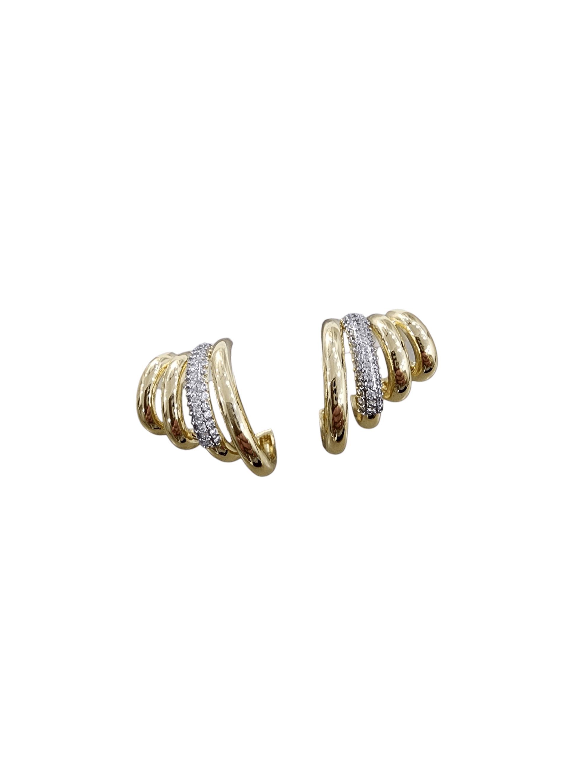 Gold Silver Zirkon Taşlı İri Çoklu Görünüm Küpe 