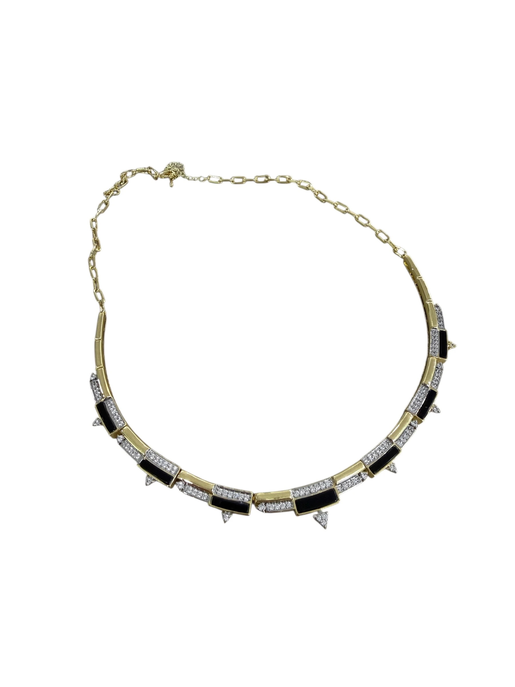 Gold Silver Premium Seri Siyah Mineli Kolye