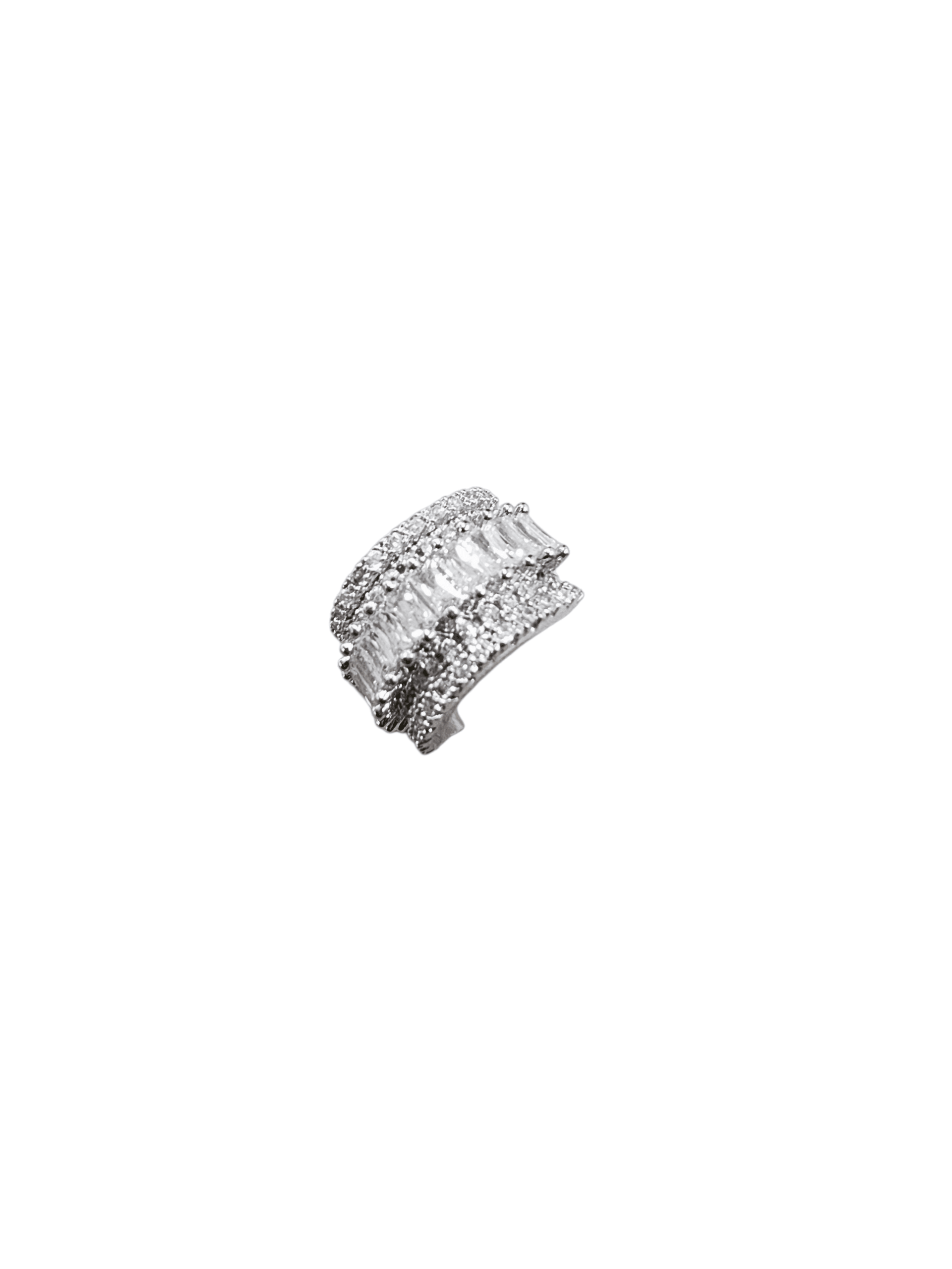 Silver Baget Taşlı Sıkıştırmalı Kıkırdak Küpe