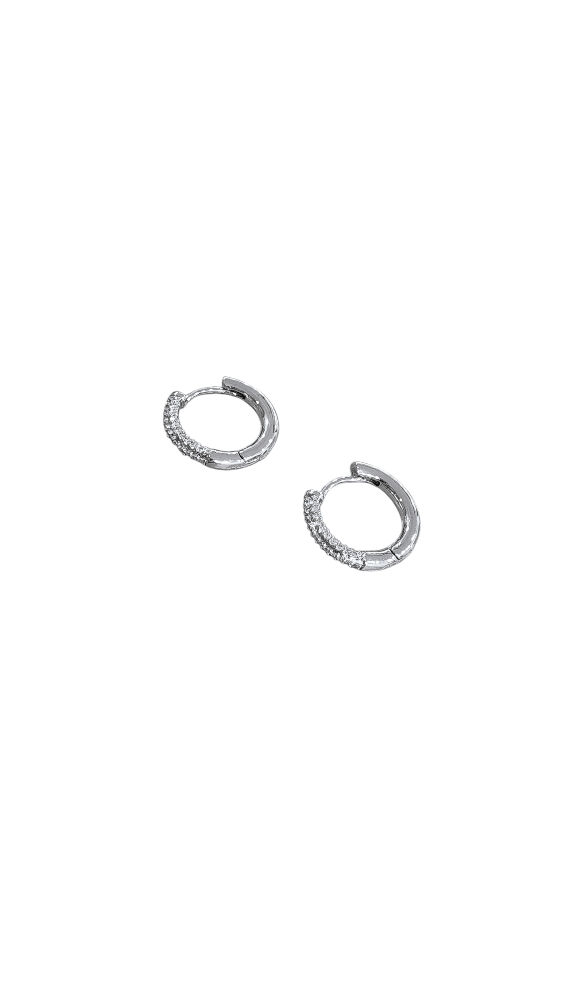Silver Minimal Taşlı Halka Küpe 