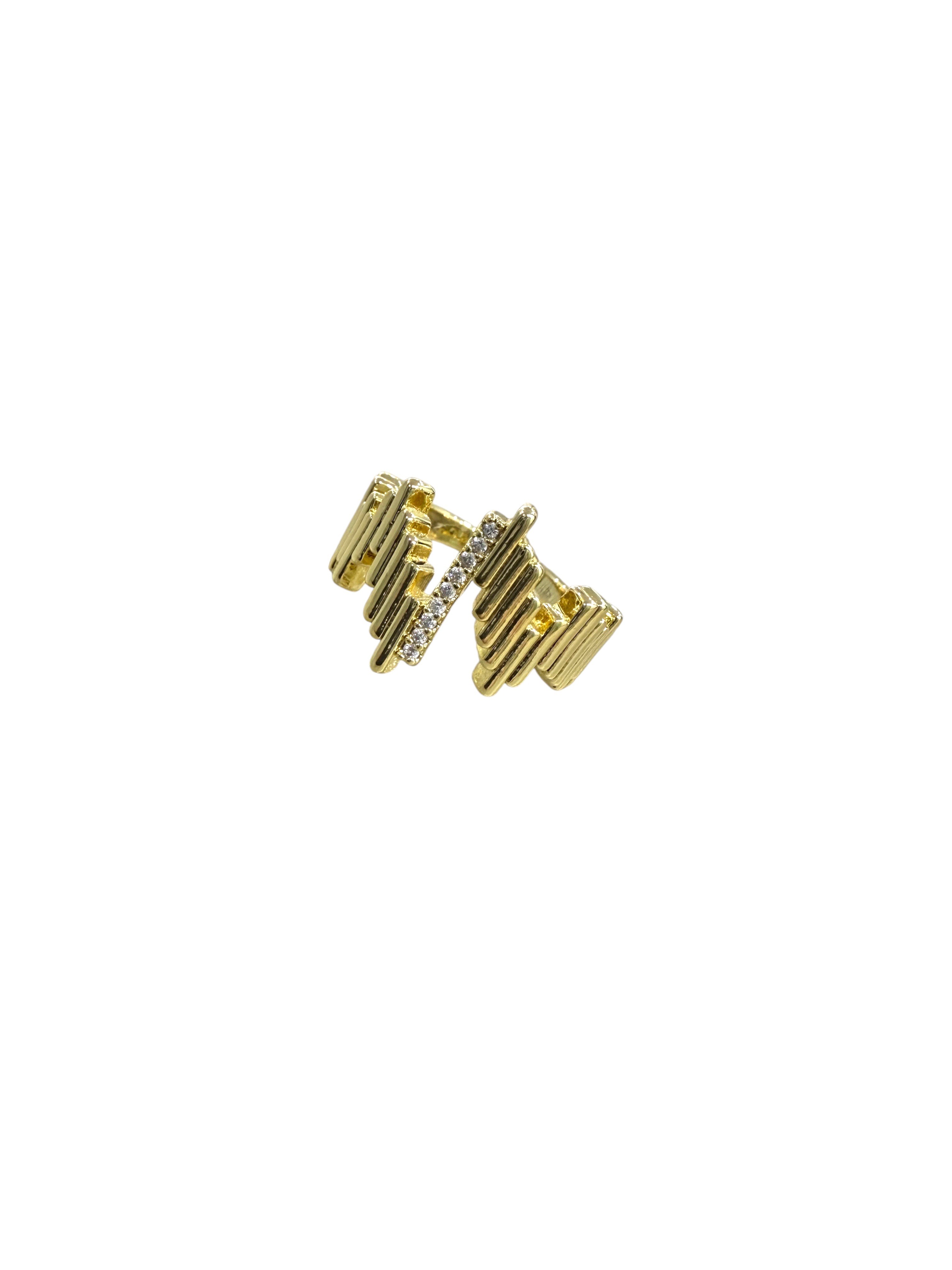Gold Taşlı Zigzag Yüzük 