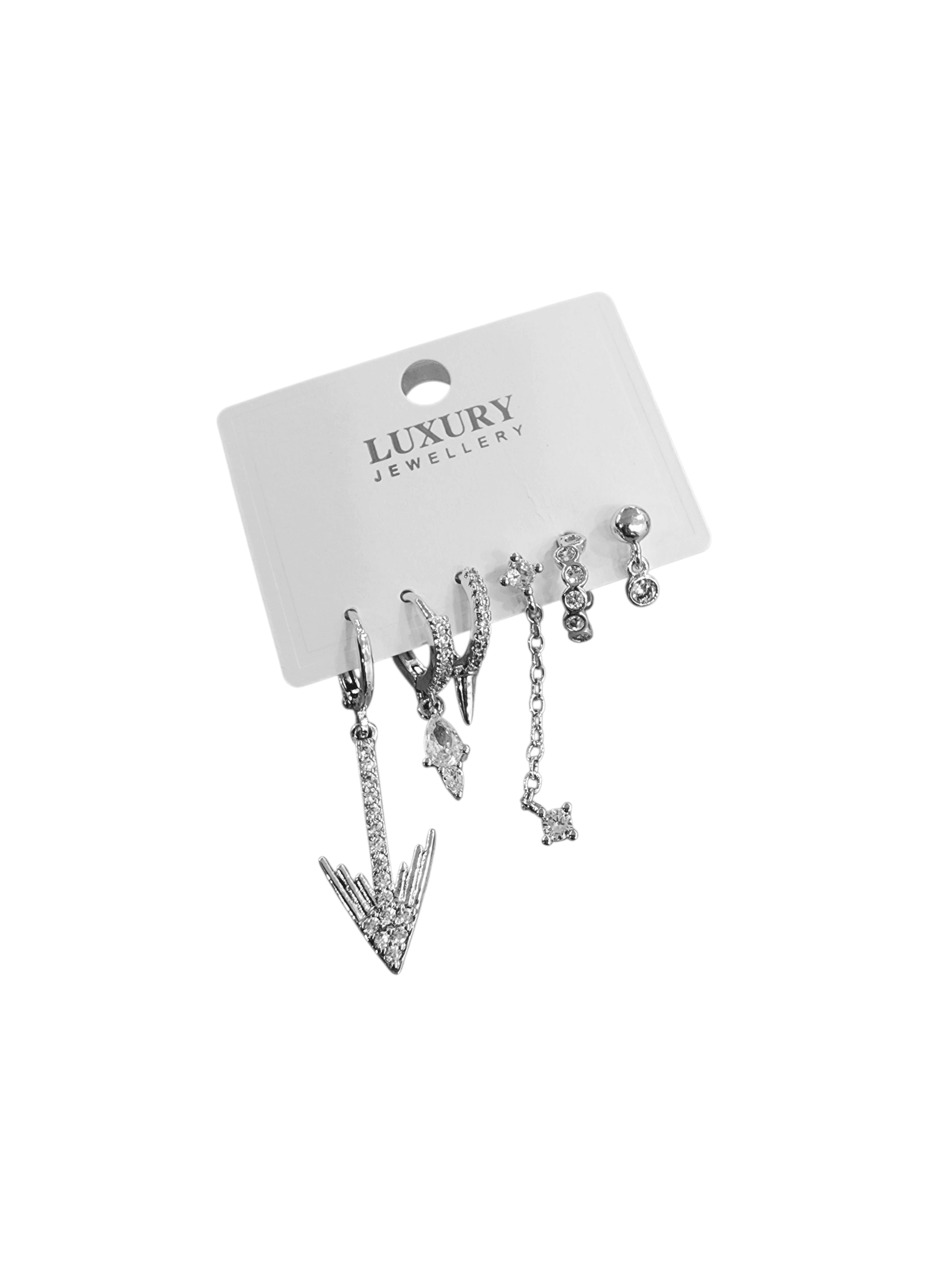 Silver Arrow Altılı Set Küpe 