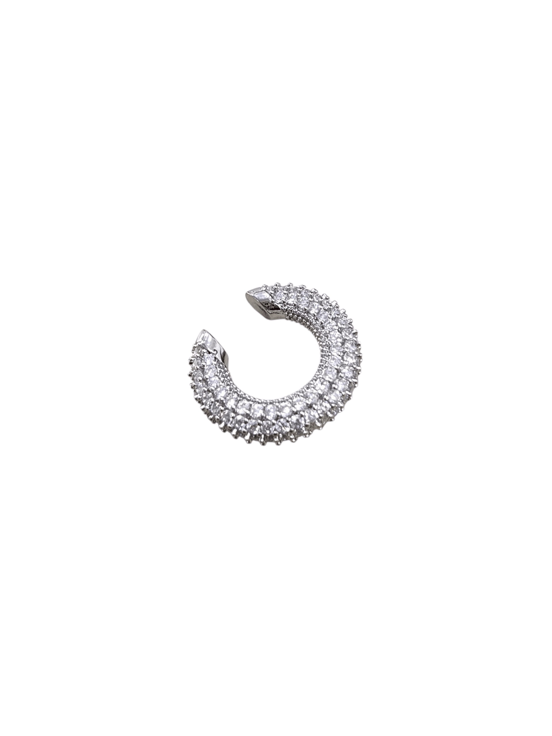 Silver TamTur Zirkon Taşlı Sıkıştırmalı Kıkırdak Küpe