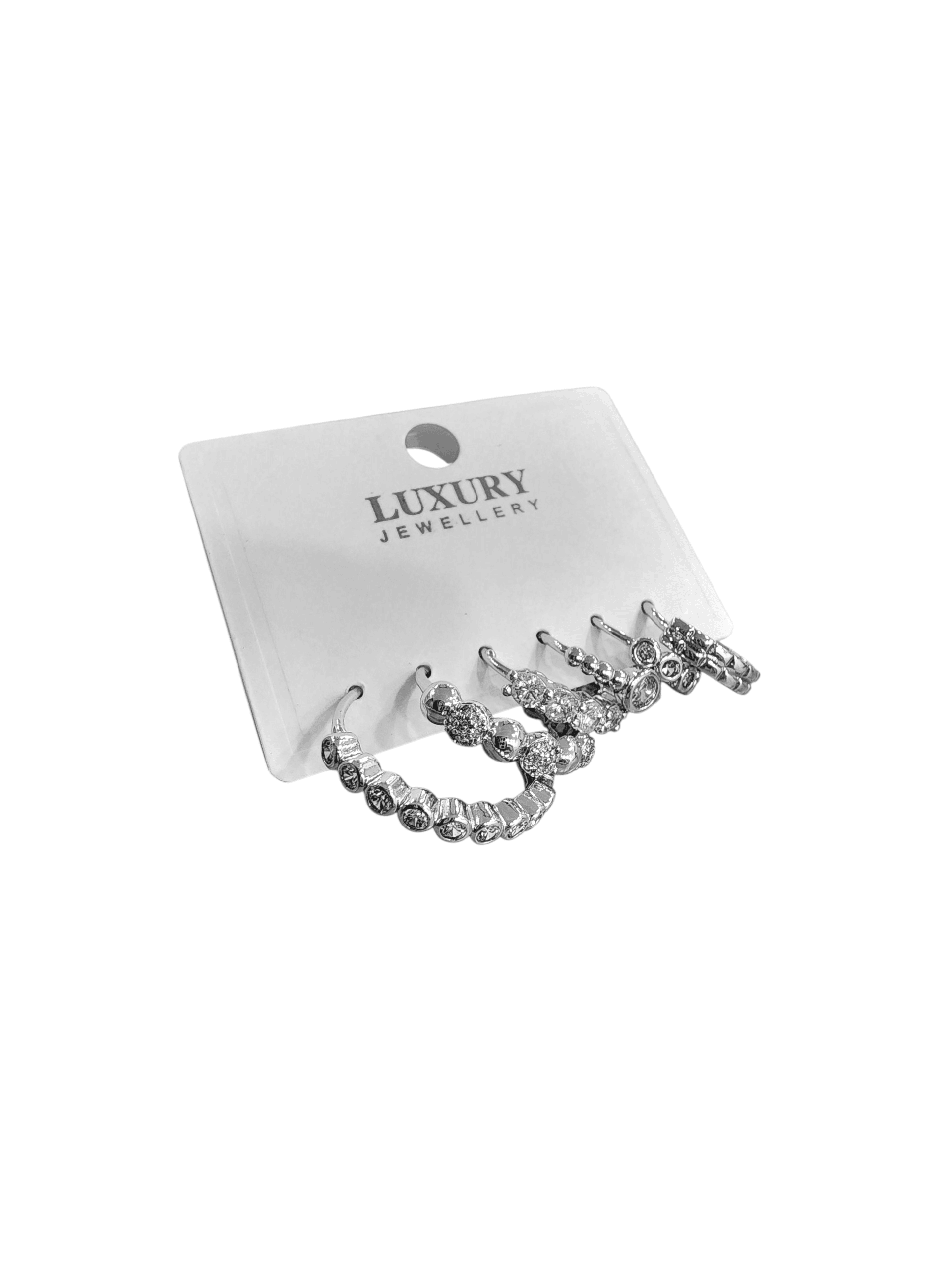 Silver Altılı Halka Set Küpe 