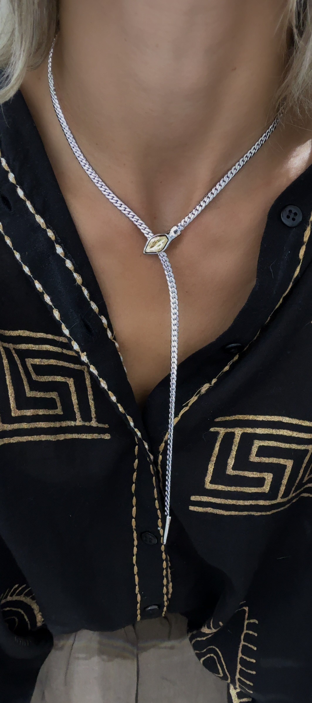 Silver Gold Snake Kolye