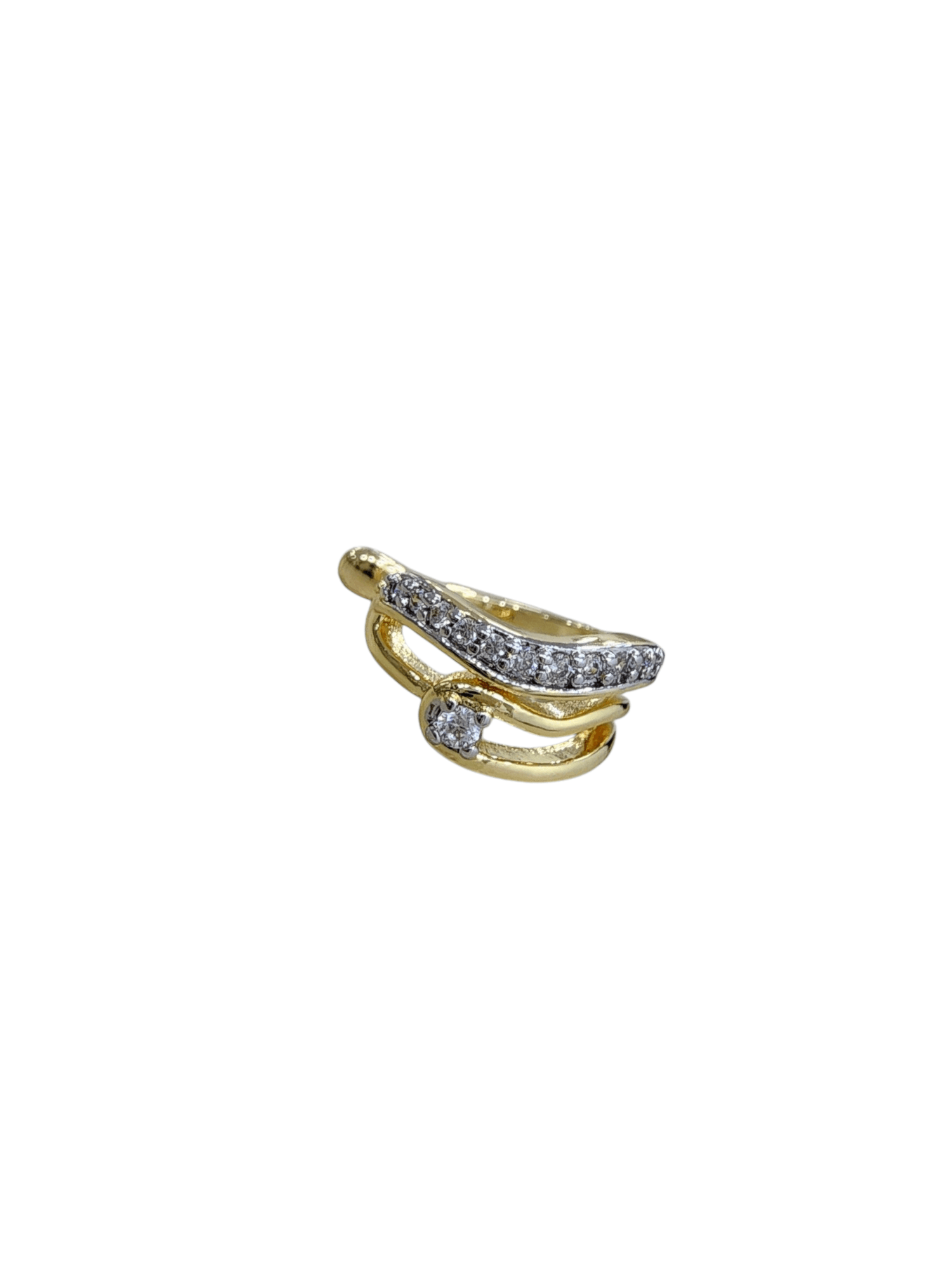 Gold Silver Wave Nokta Taş Sıkıştırmalı Kıkırdak Küpe