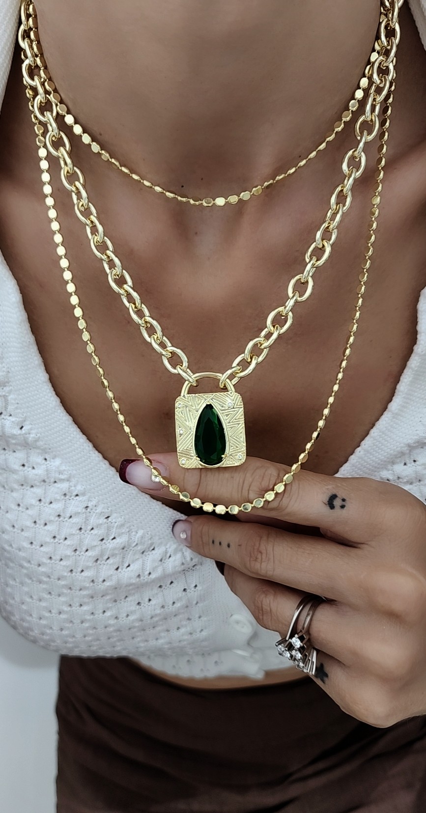 Gold Premium Seri Ezme Zincir Kolye 