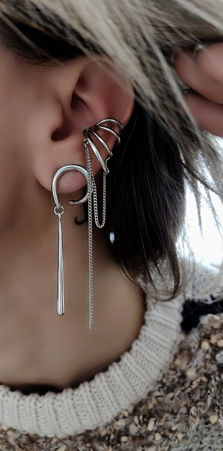 Silver Plaka Baston Küpe 