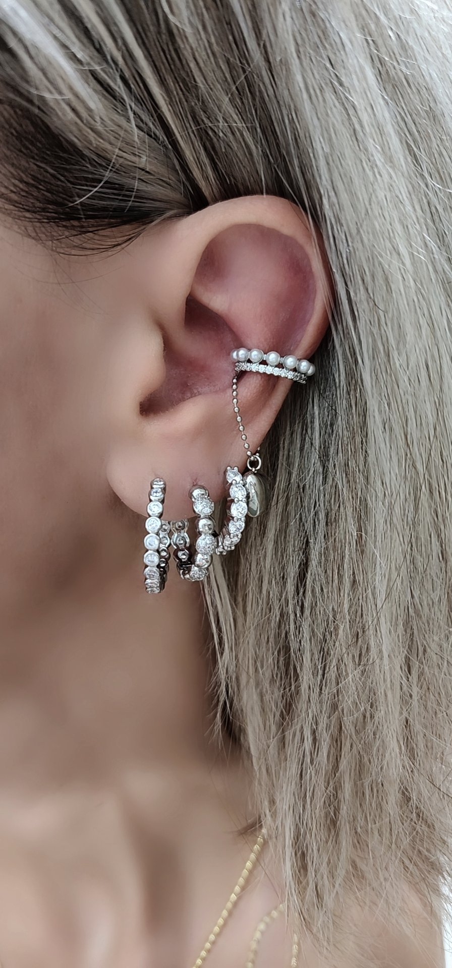 Silver Altılı Halka Set Küpe 
