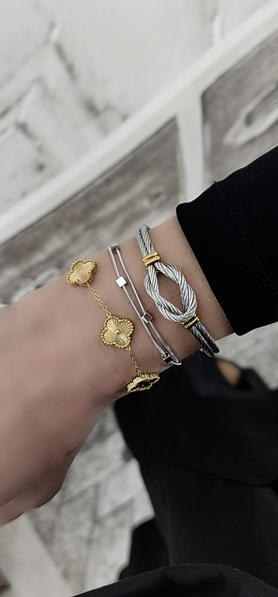 Çelik Gold Silver Halat Düğüm Bileklik
