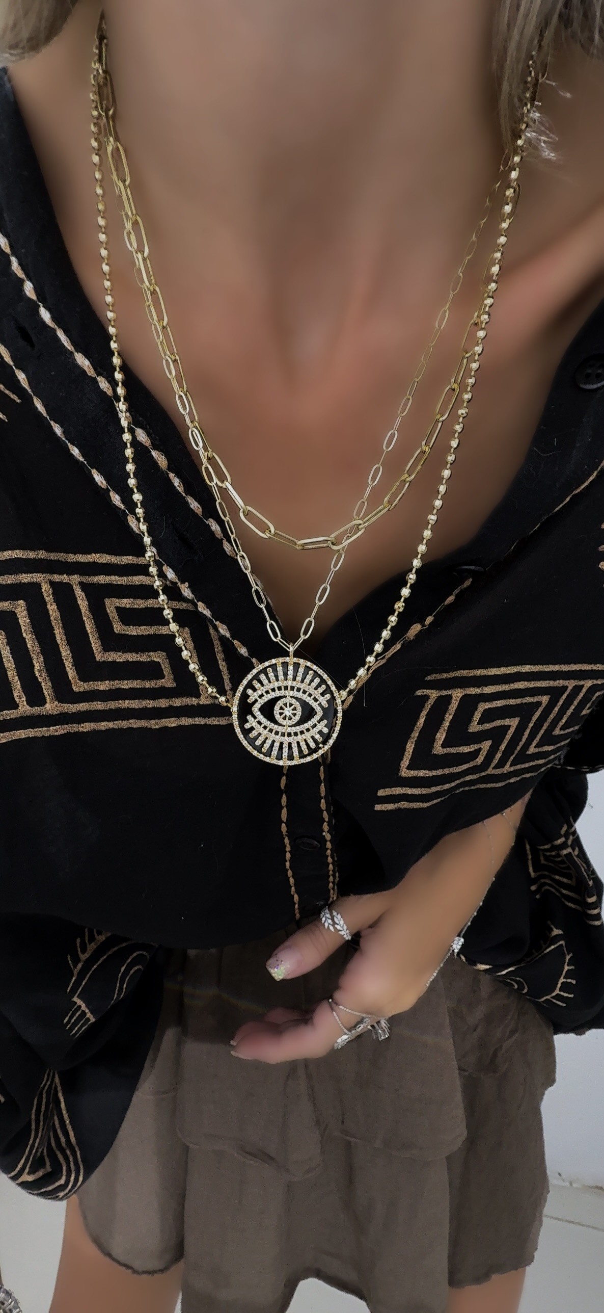 Gold Premium Seri Black Eye Kolye