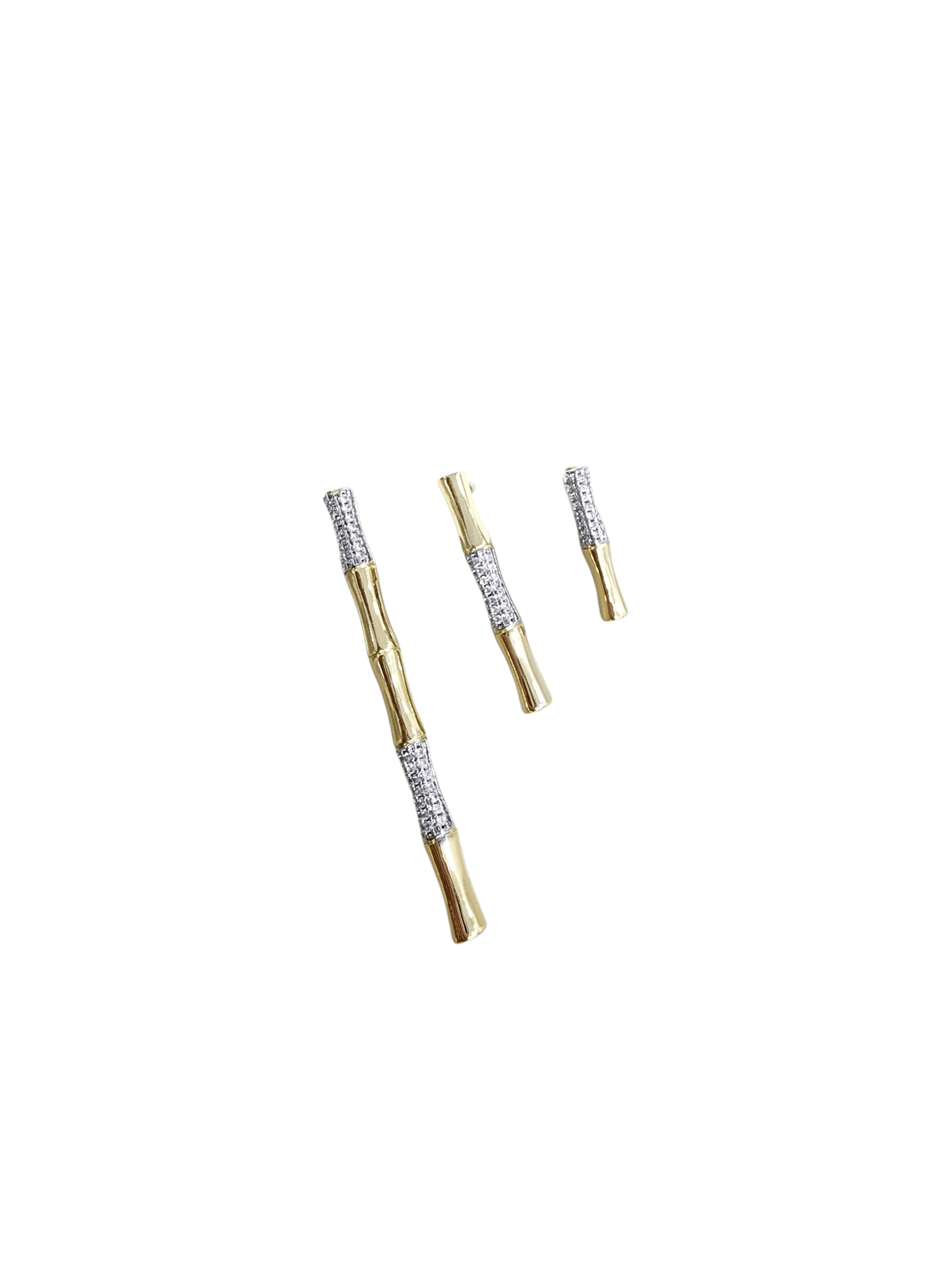 Gold Silver Zirkon Taşlı Set Küpe
