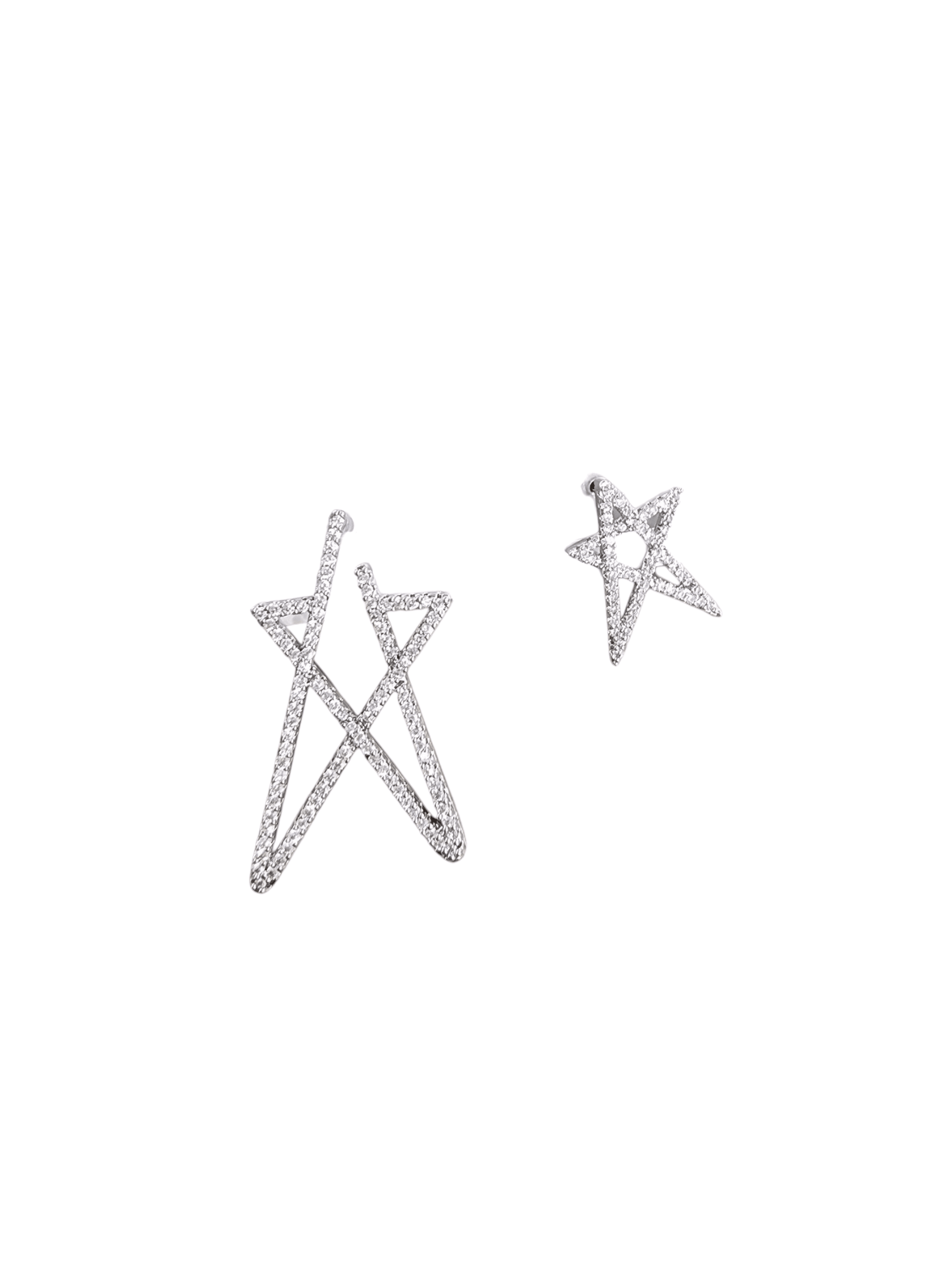 Silver Asimetrik Star Küpe