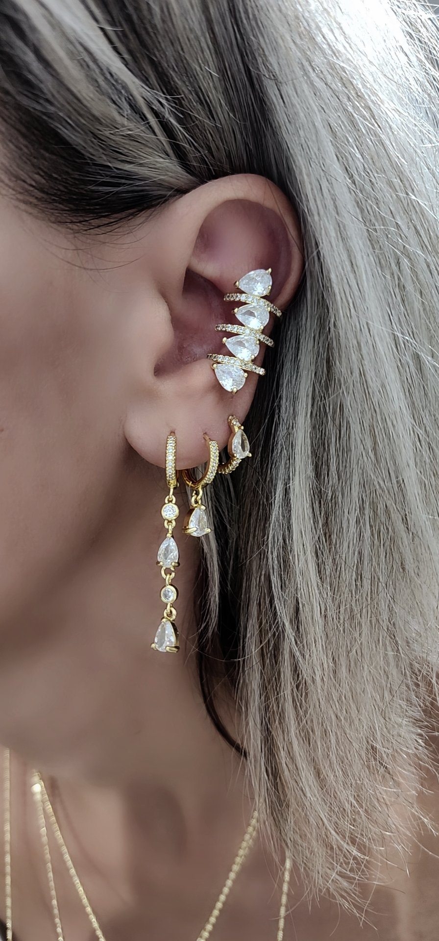 Gold Damla Altılı Set Küpe 