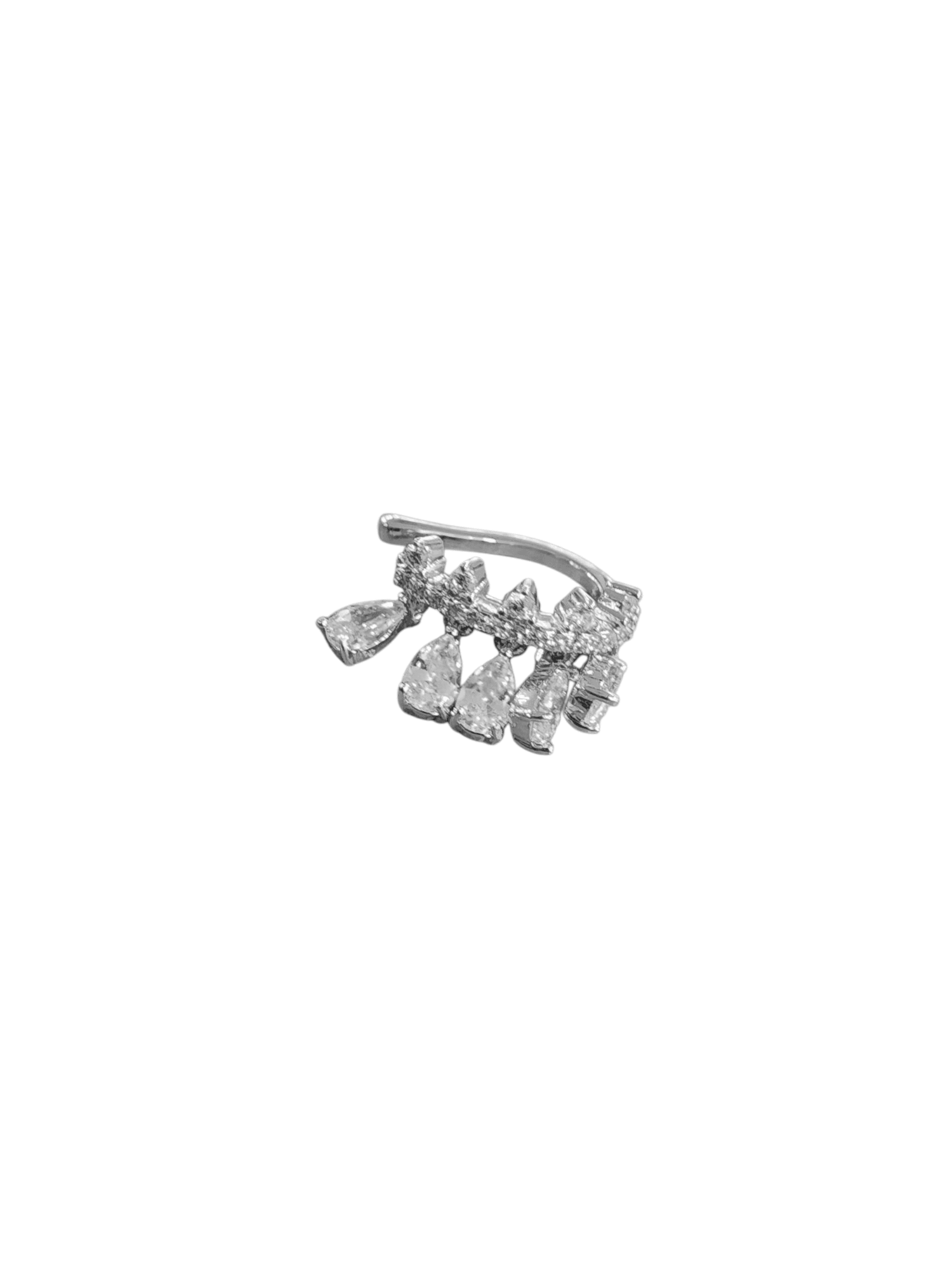 Silver Damla Sallantılı Sıkıştırmalı Kıkırdak Küpe 