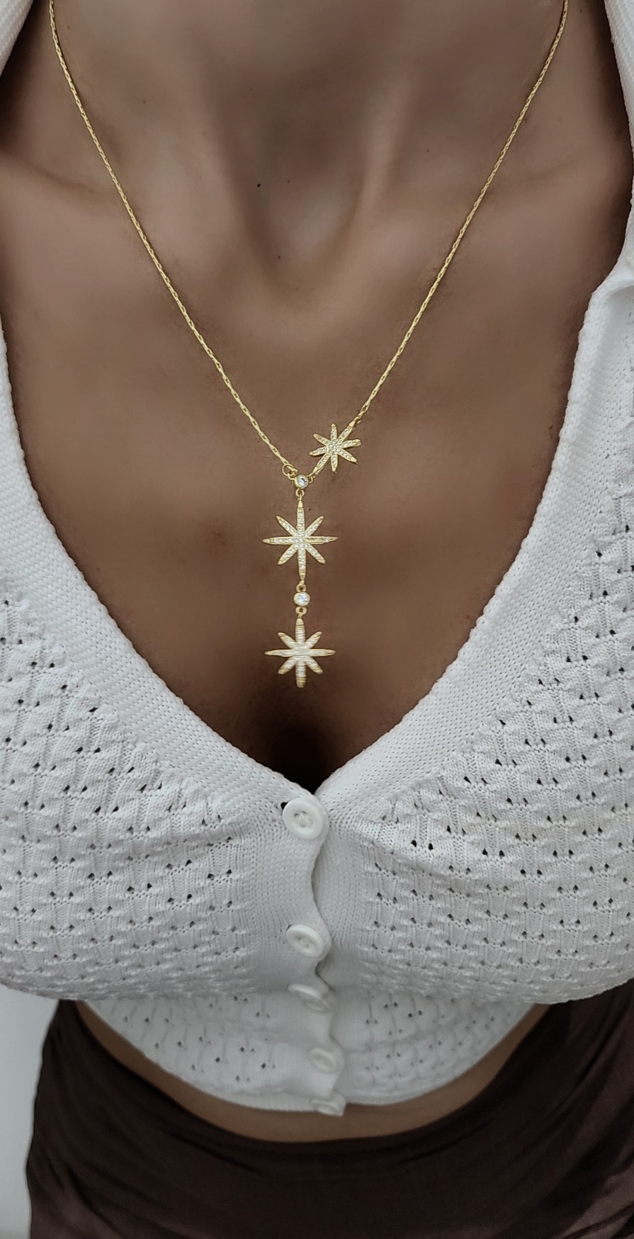 Gold Zirkon Taş Kutup Kolye
