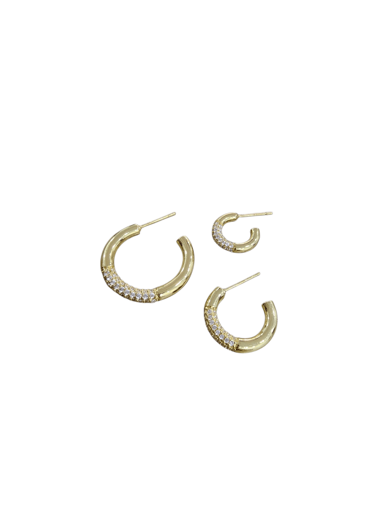 Gold Zirkon Taşlı Halka Set Küpe