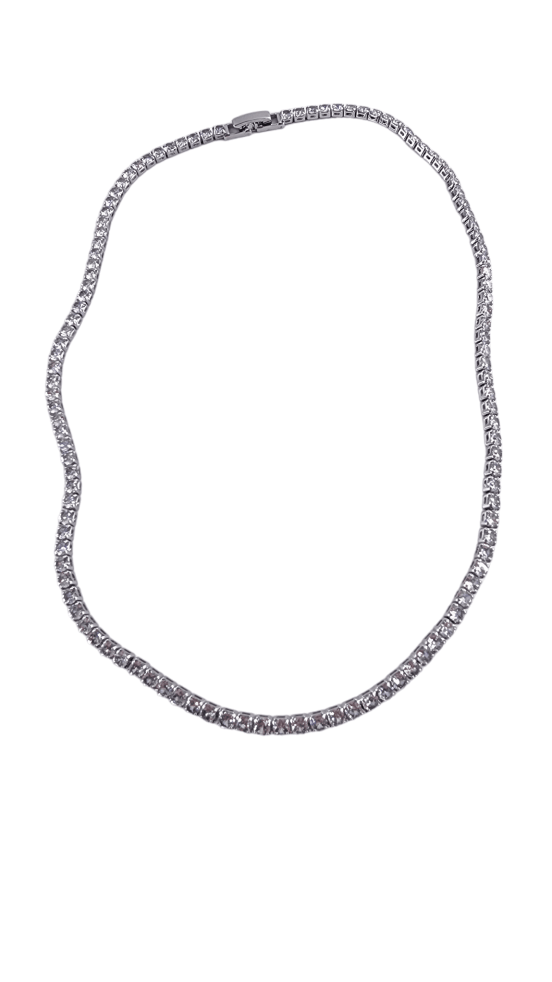 Silver Zirkon Taşlı Yarı Döküm 42cm Su Yolu Kolye
