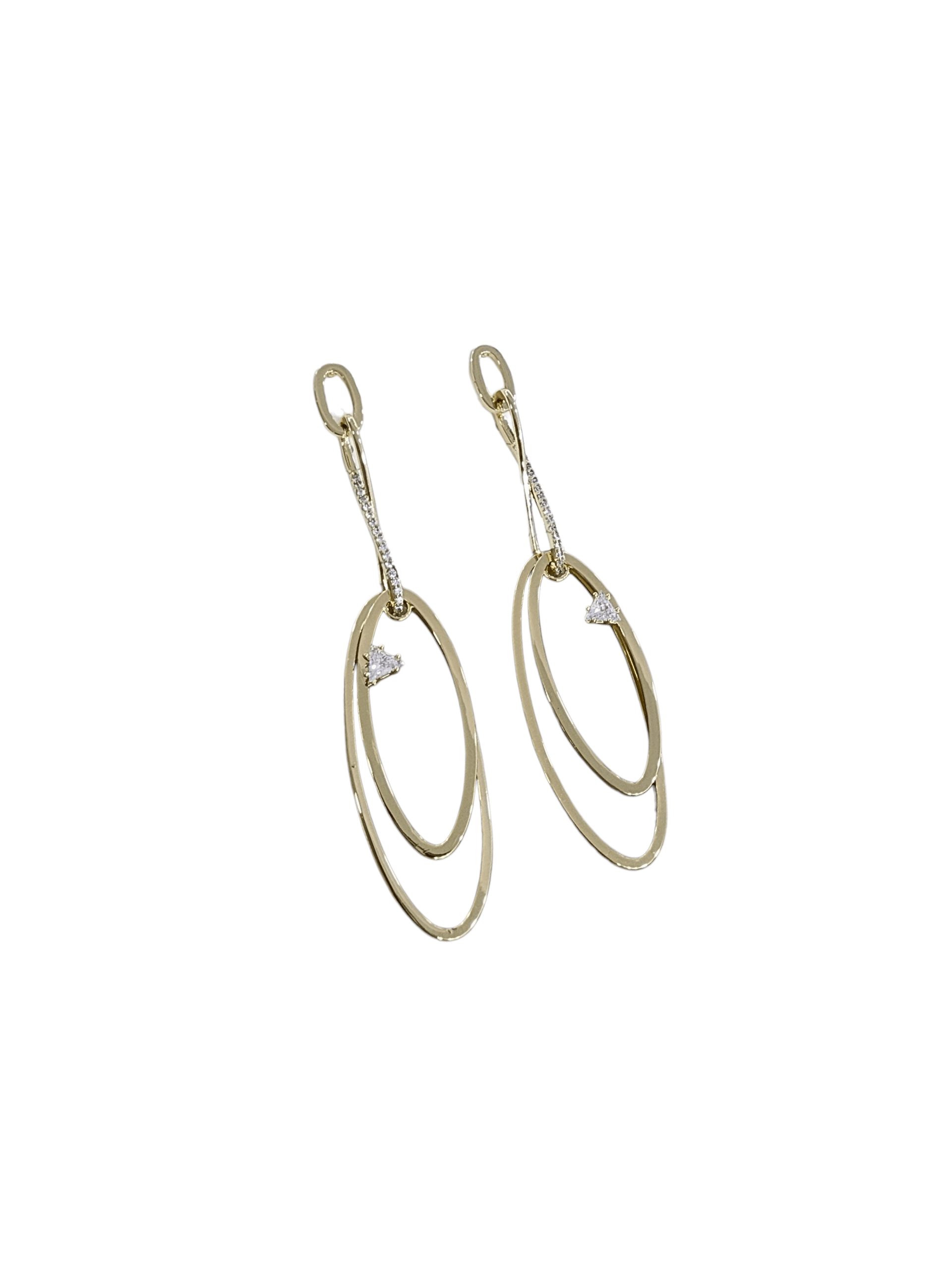 Gold Klasik Fantazi Zirkon Taşlı Oval Küpe 