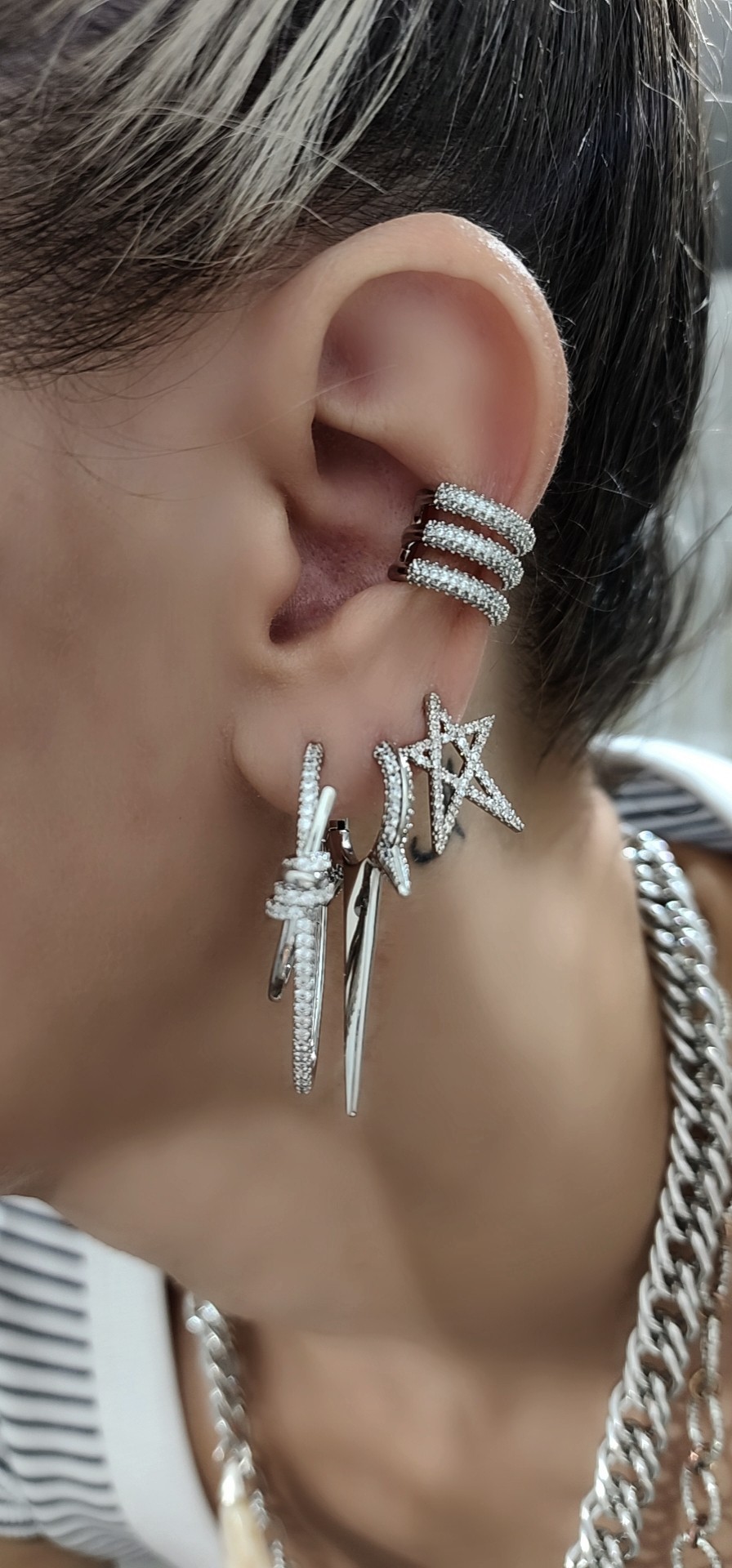 Silver Shine Küpe Kombin 