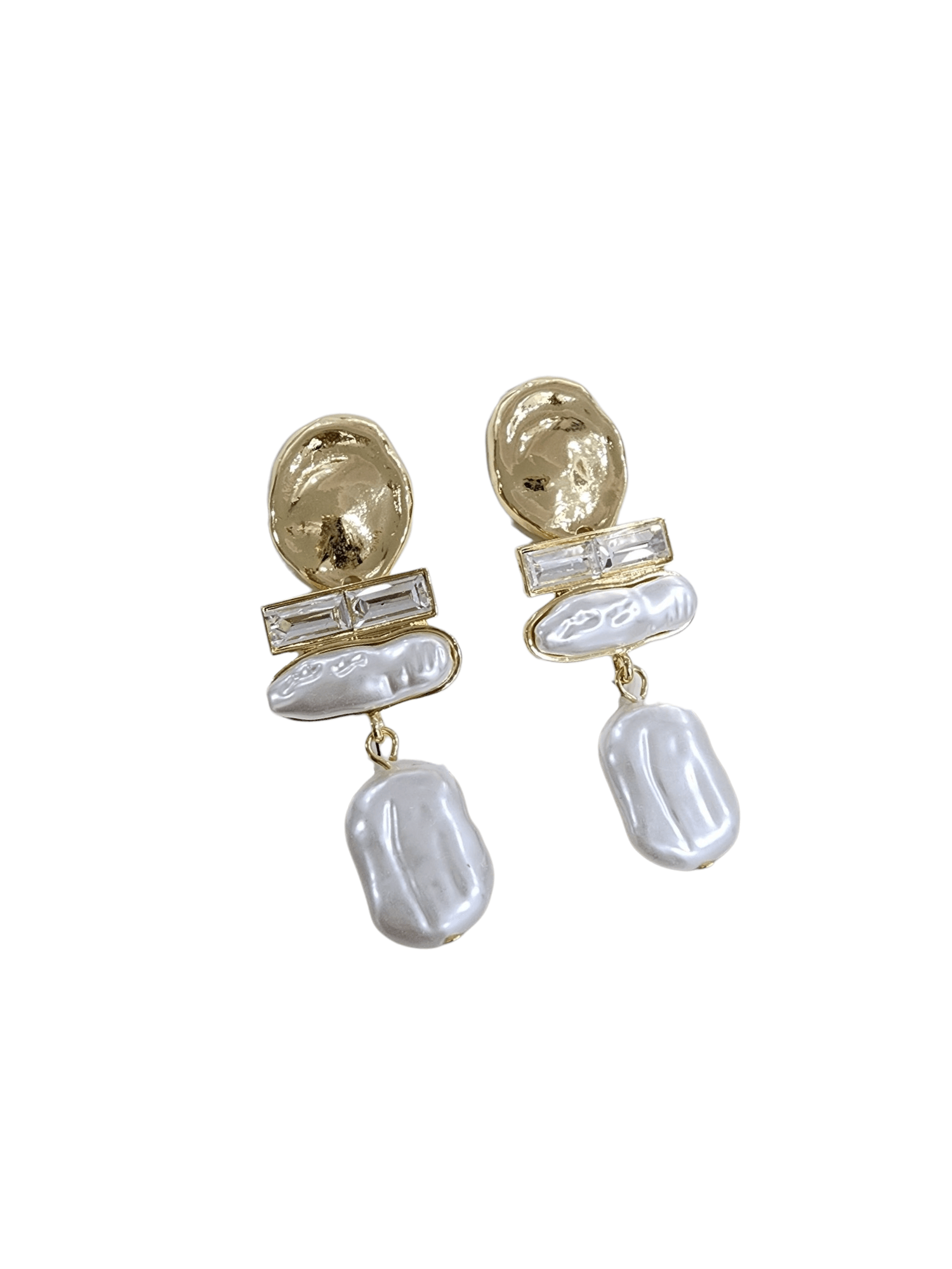 Gold Barok Beyaz Küpe