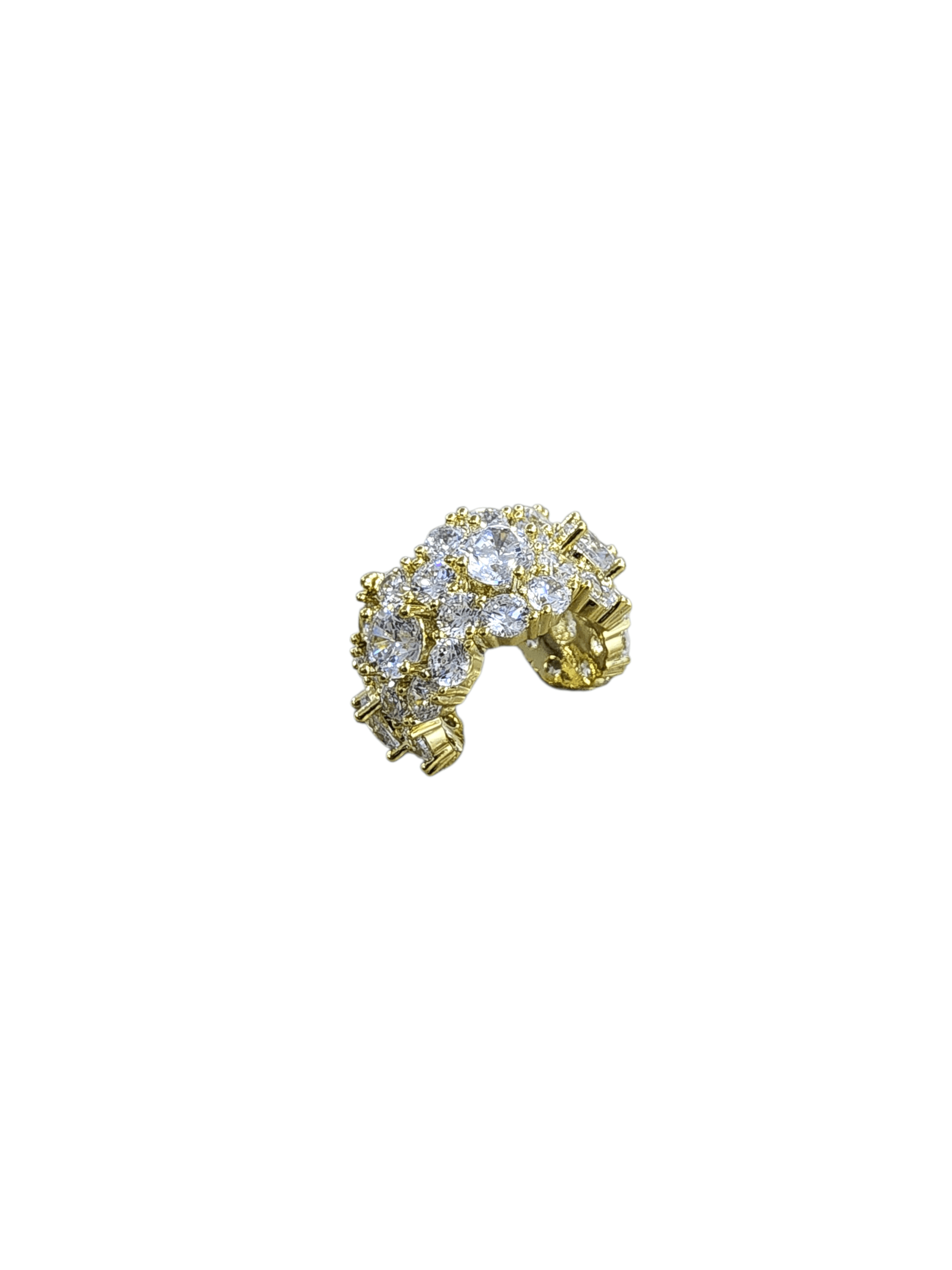 Gold Zirkon Taşlı Sıkıştırmalı Kıkırdak Küpe