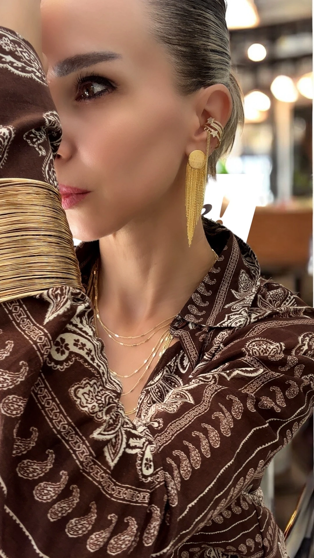 Gold Püskül Plaka Küpe 