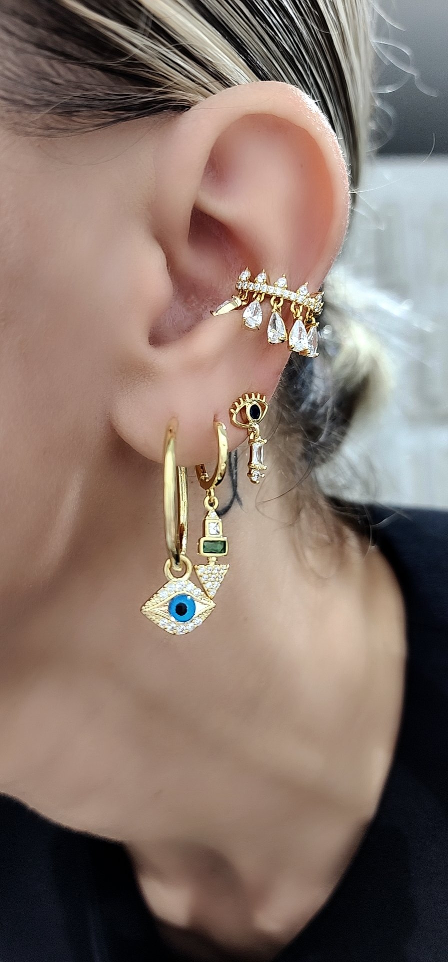 Gold Altılı Set Küpe 