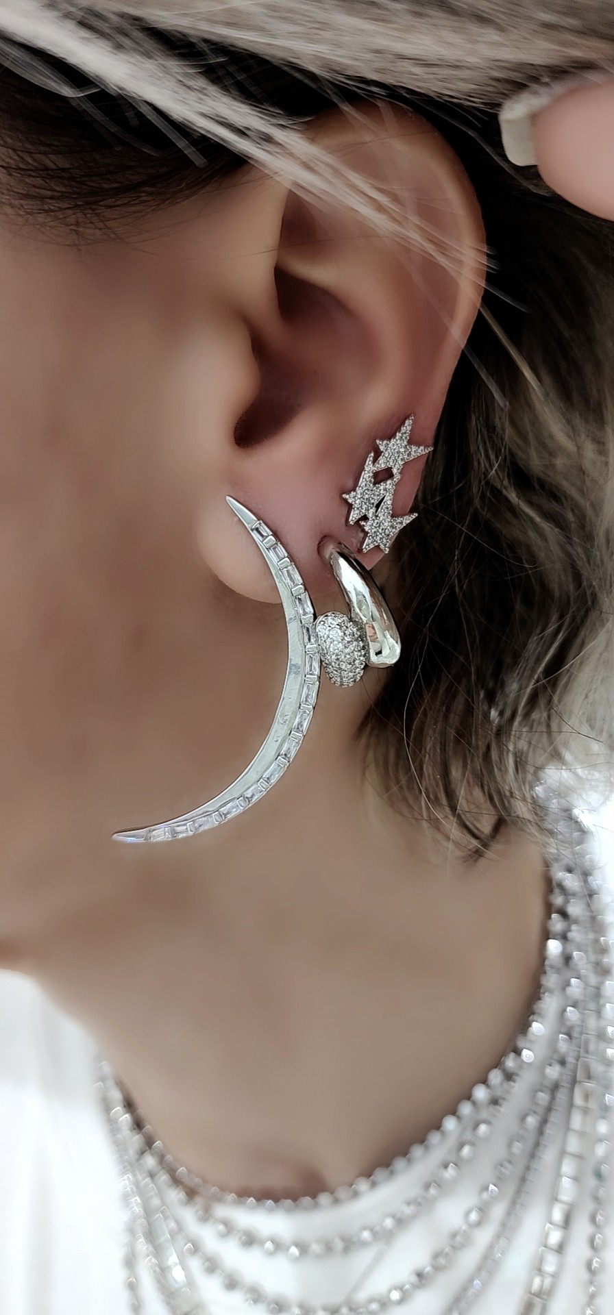 Silver Shine Küpe Kombin 