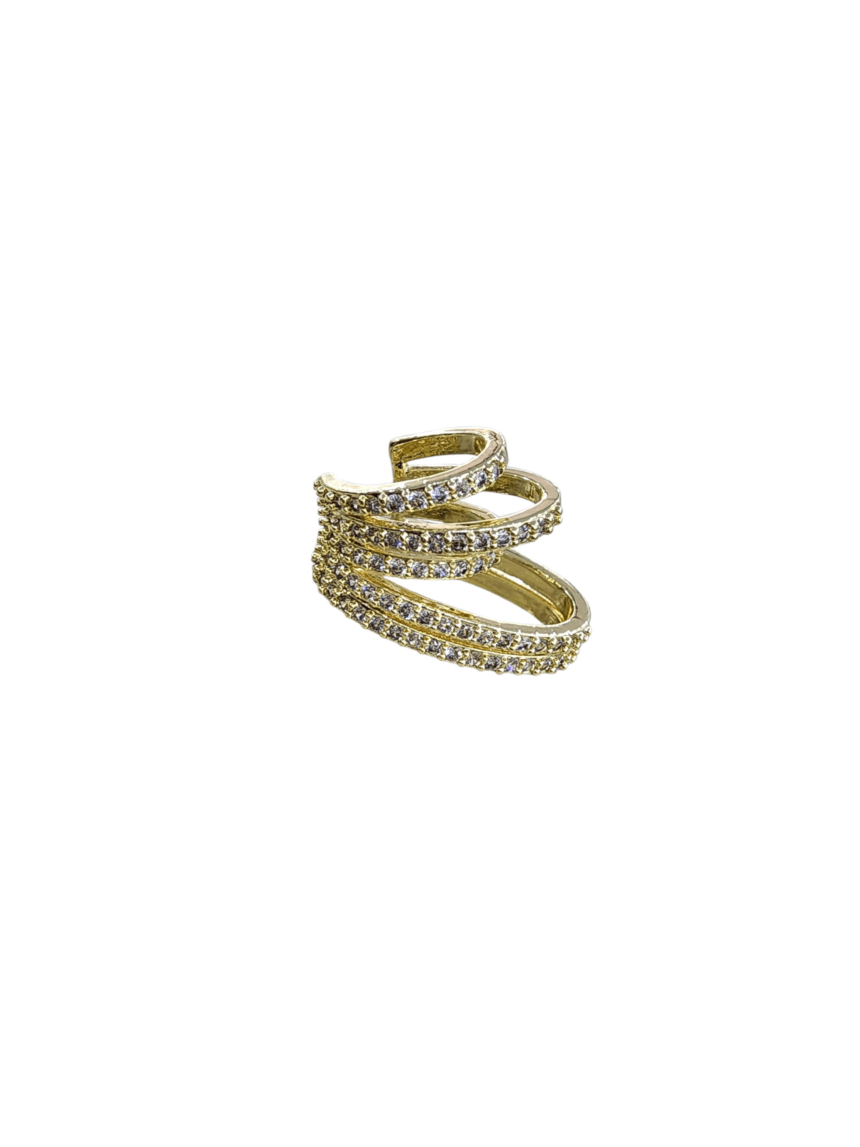 Gold Zirkon Taşlı Çoklu Görünüm Sıkıştırmalı Kıkırdak Küpe