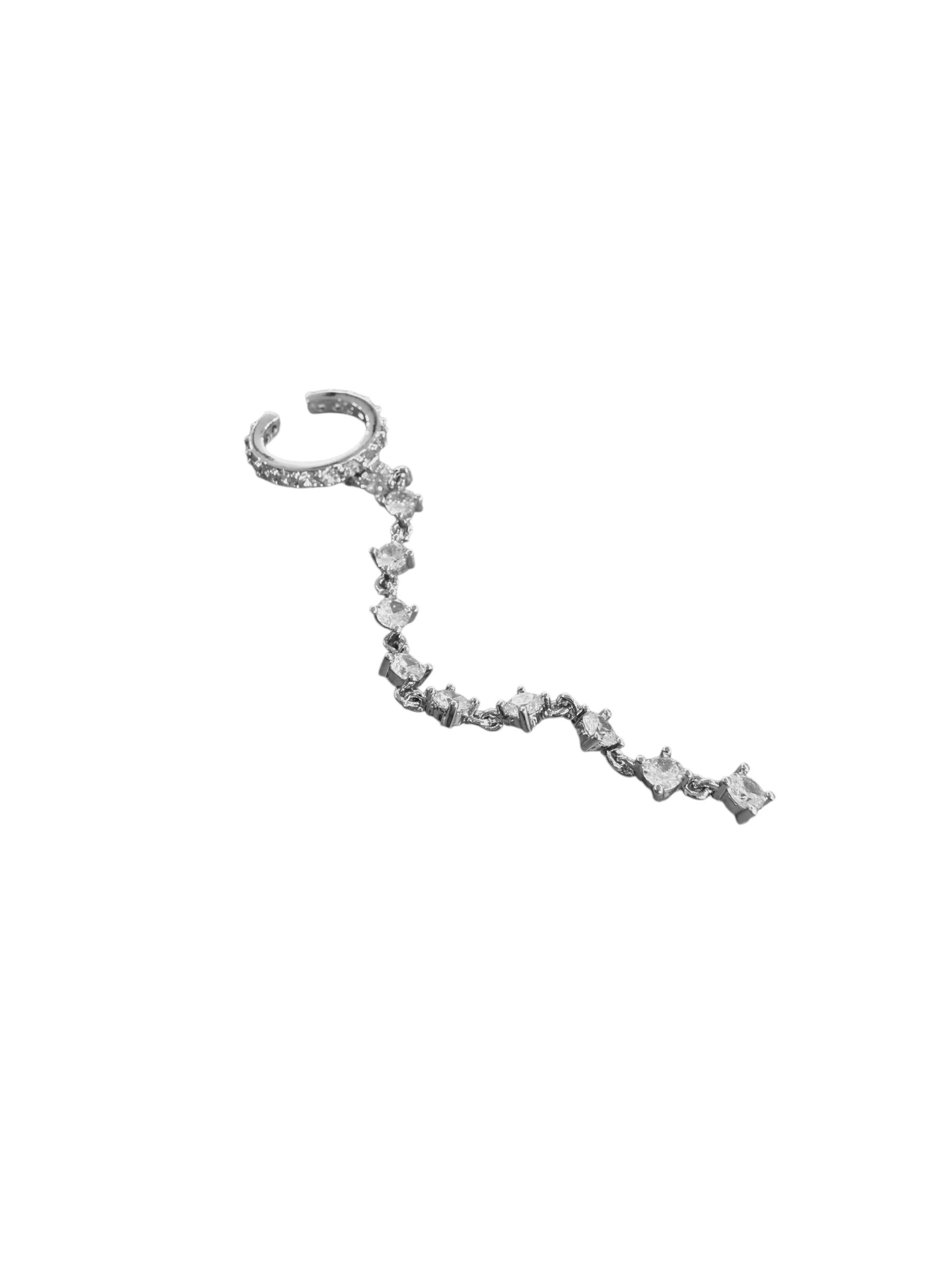 Silver Zirkon Taş Sallantılı Sıkıştırmalı Kıkırdak Küpe