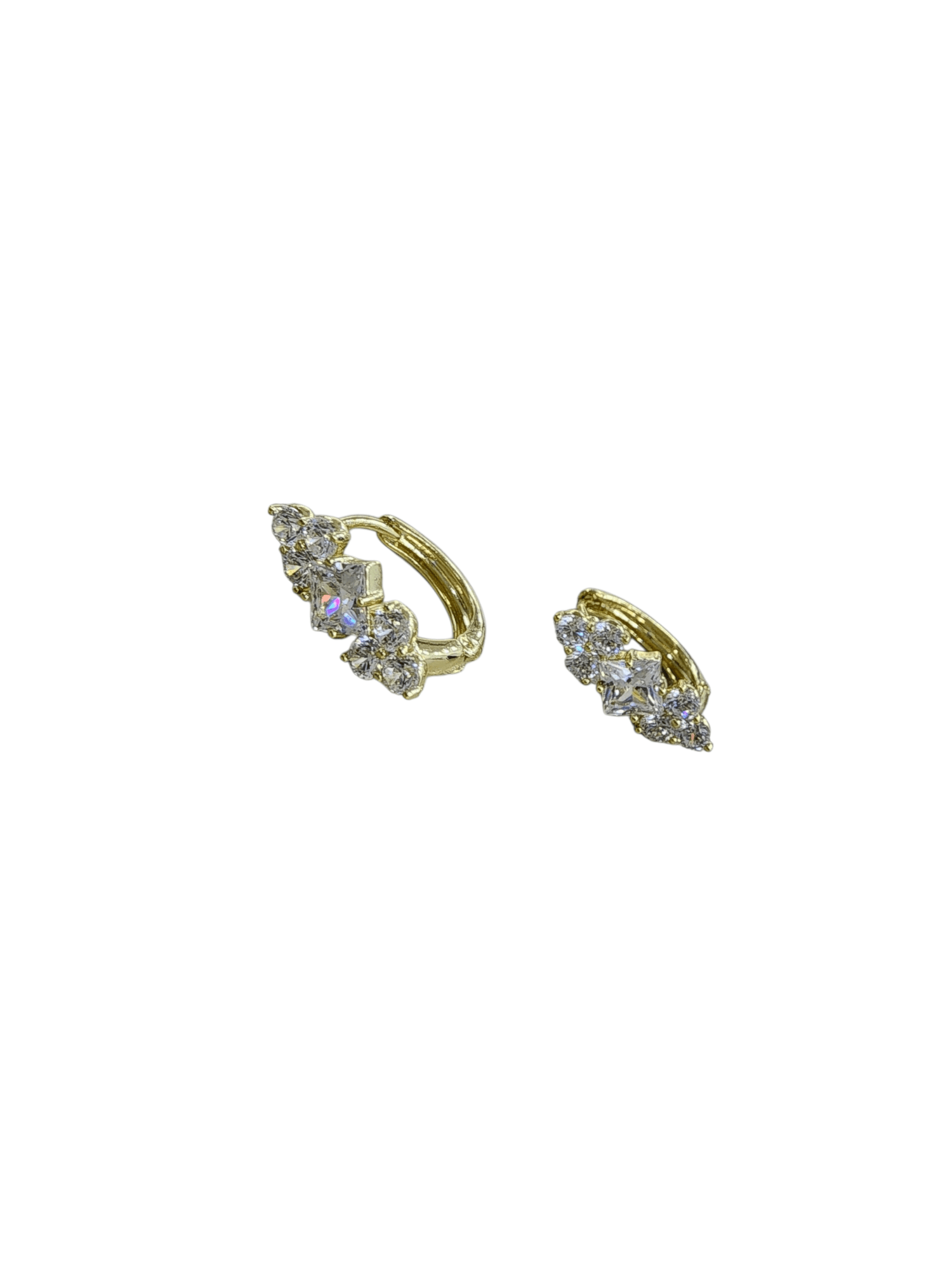 Gold Zirkon Taşlı Minimal Küpe
