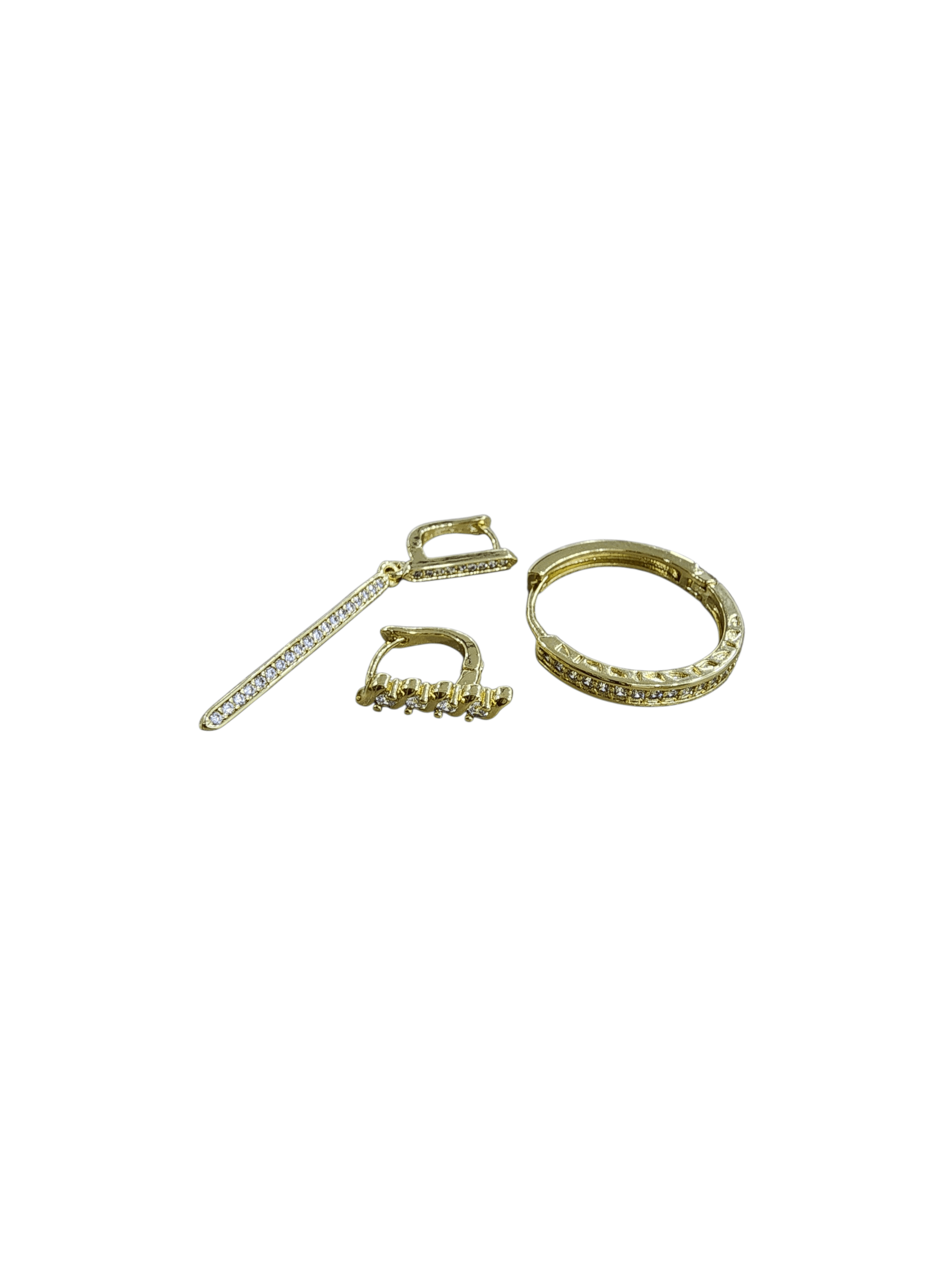 Gold Çubuk Detay Set Küpe