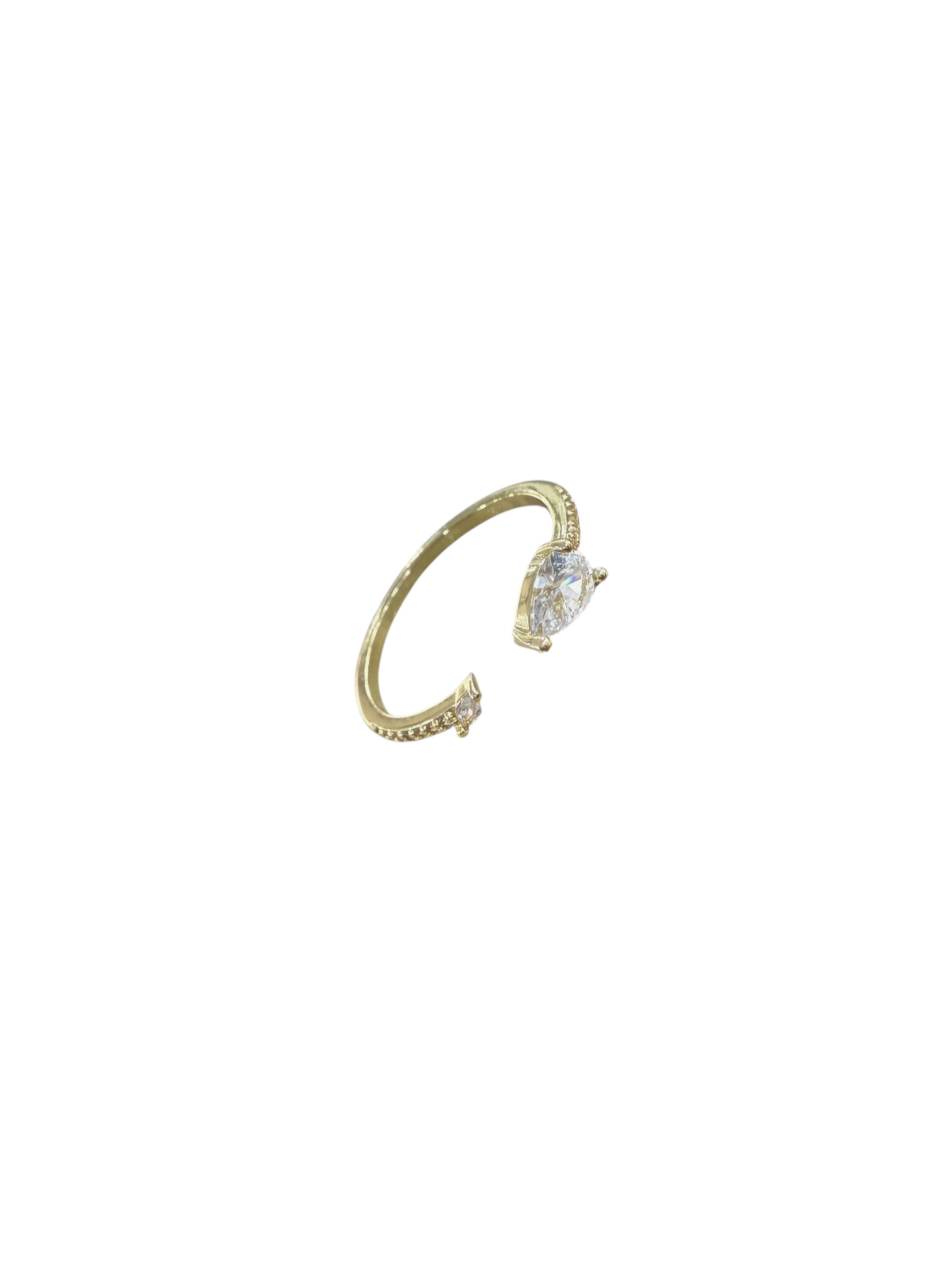 Gold Damla Taş Minimal Yüzük 