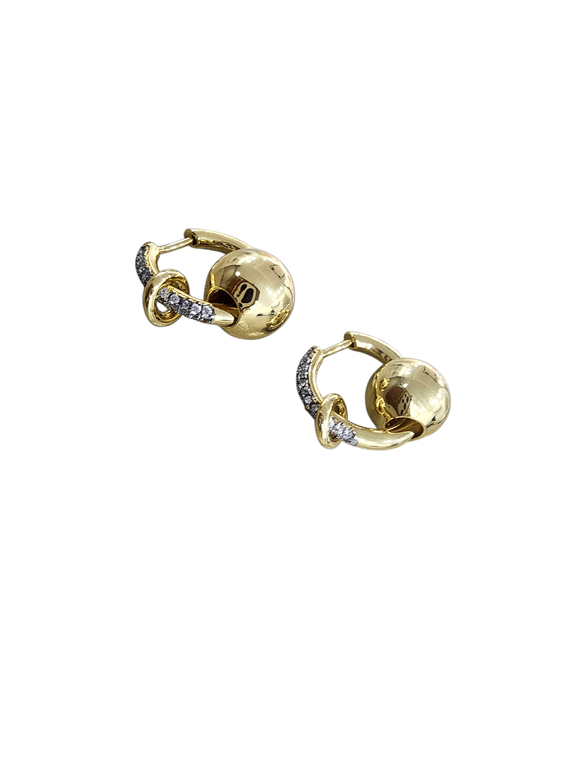 Gold Silver Topçuk Detay Minimal Halka Küpe